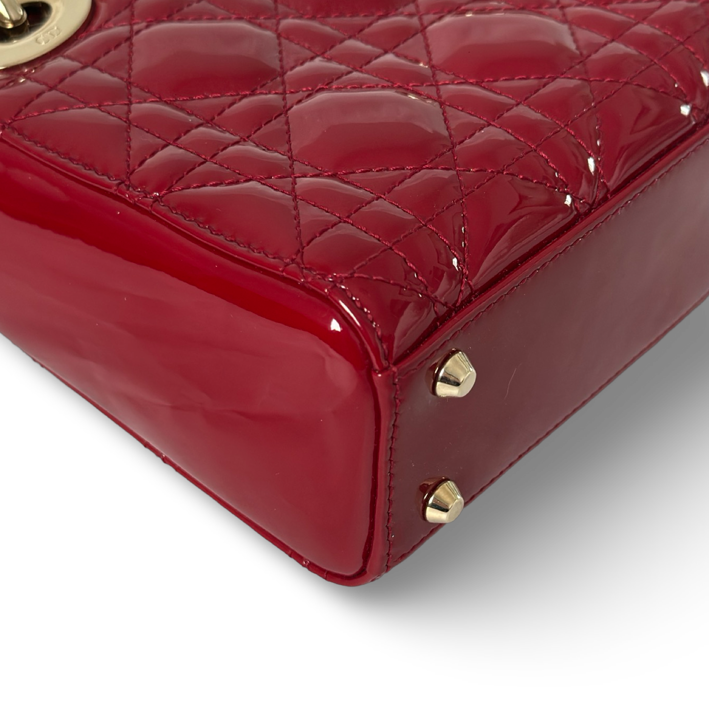 Dior Classic Patent Mini Lady Bag - GHW / Red