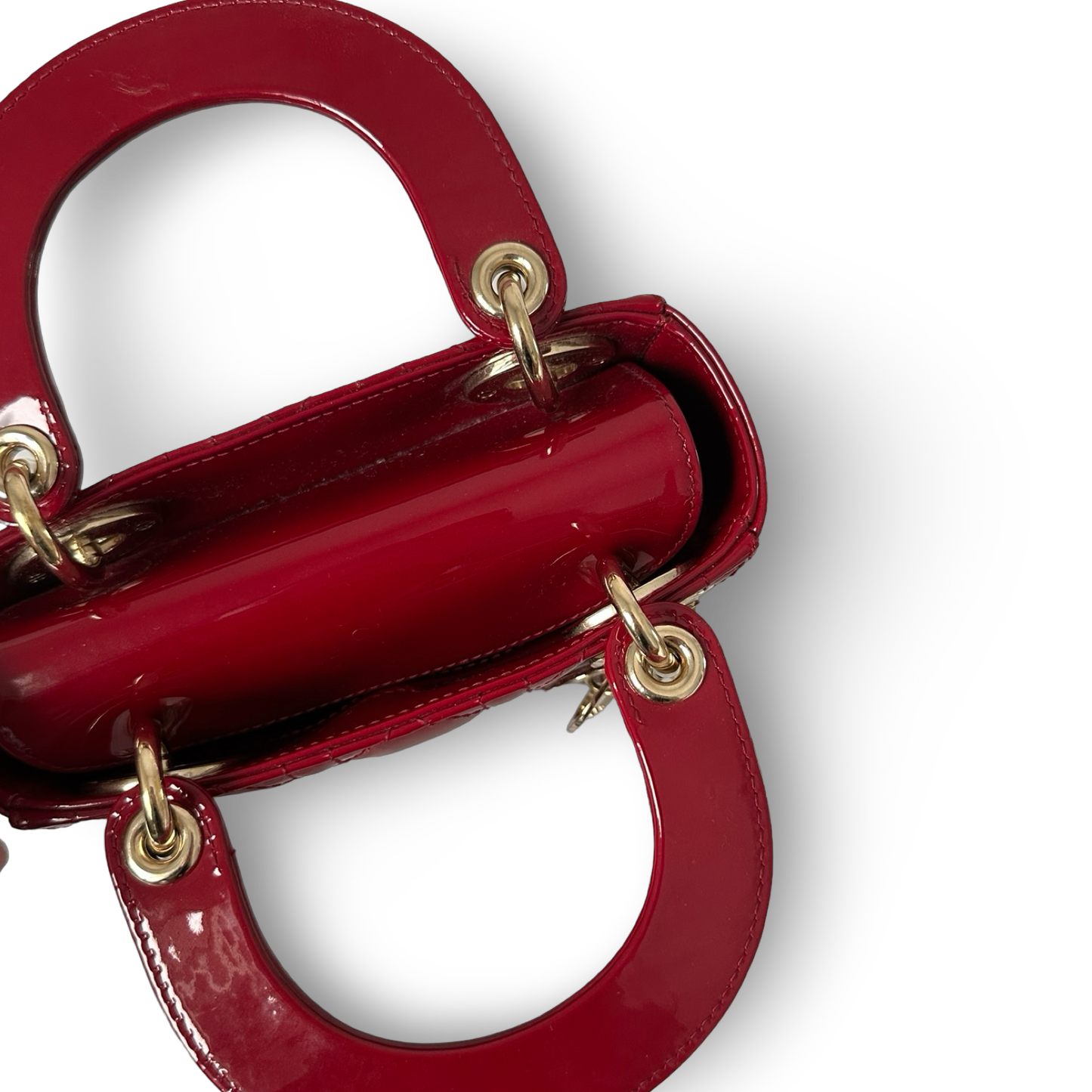Dior Classic Patent Mini Lady Bag - GHW / Red