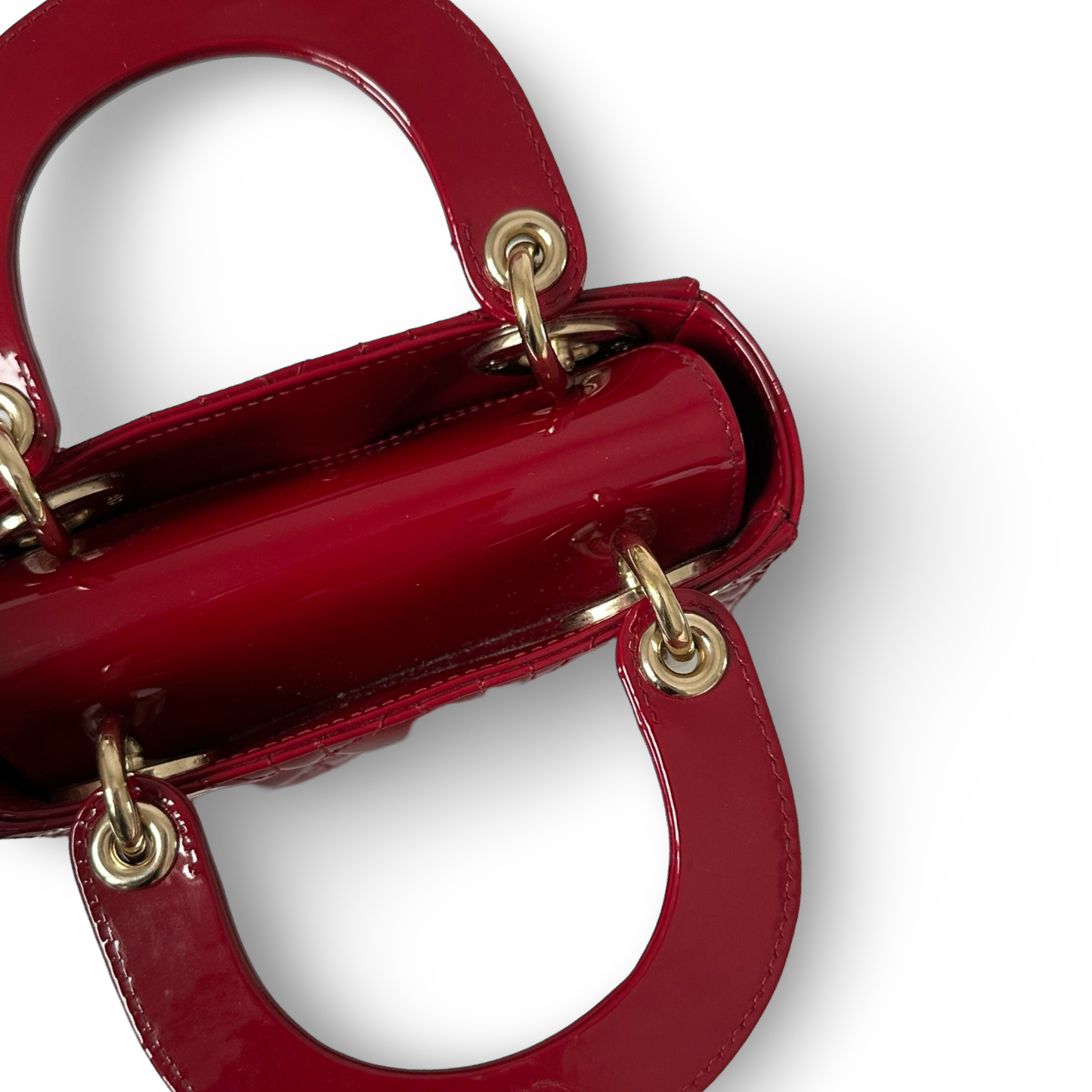 Dior Classic Patent Mini Lady Bag - GHW / Red
