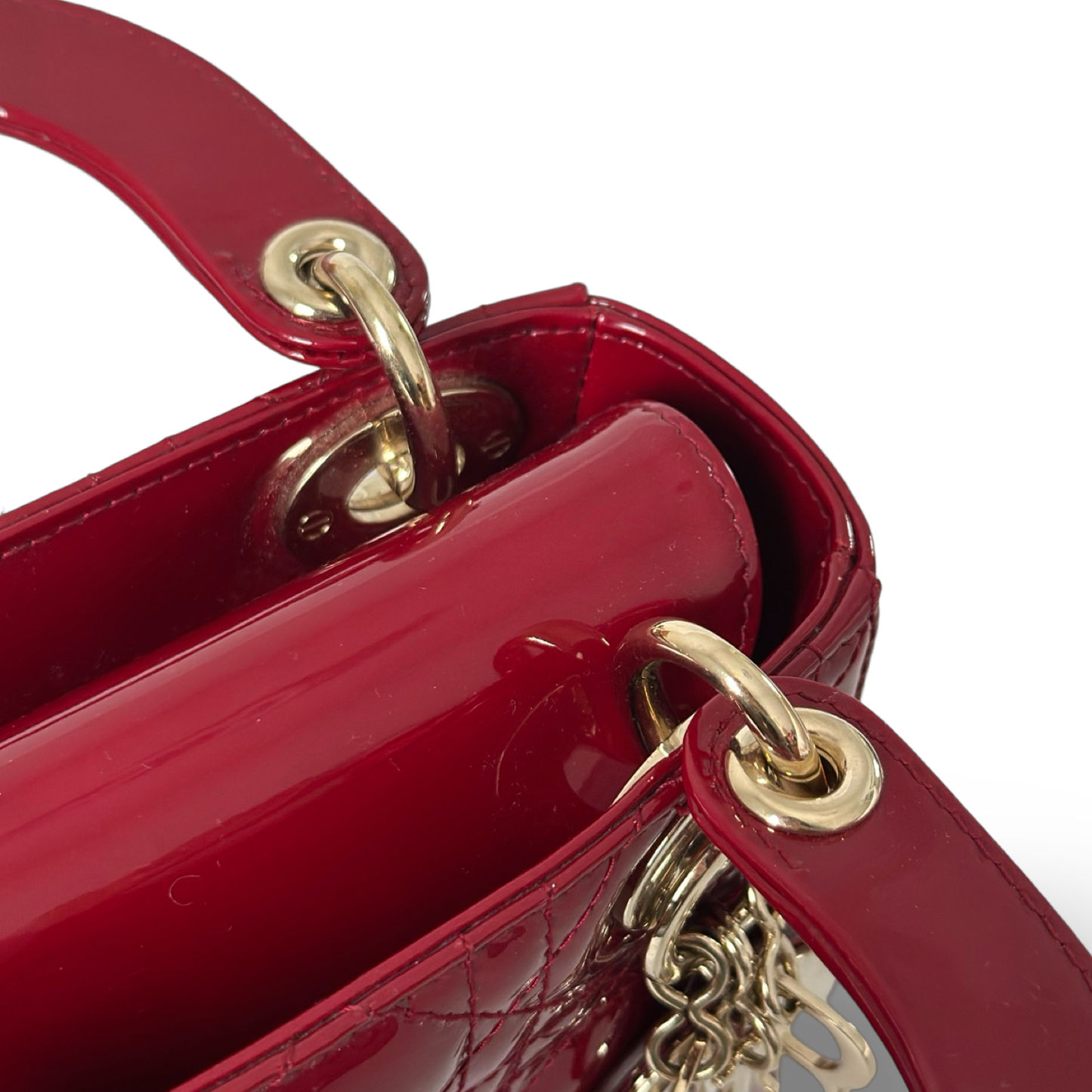 Dior Classic Patent Mini Lady Bag - GHW / Red