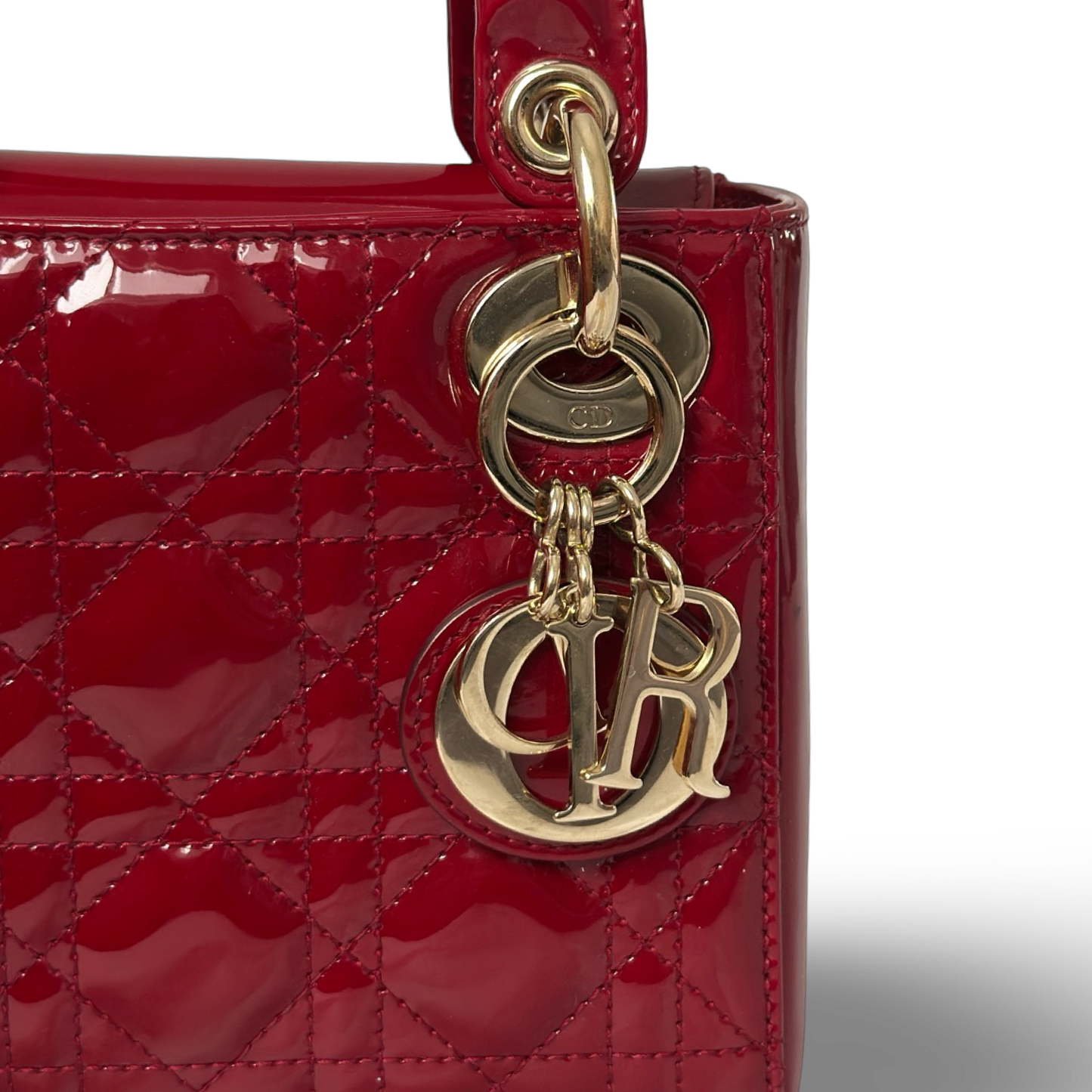 Dior Classic Patent Mini Lady Bag - GHW / Red