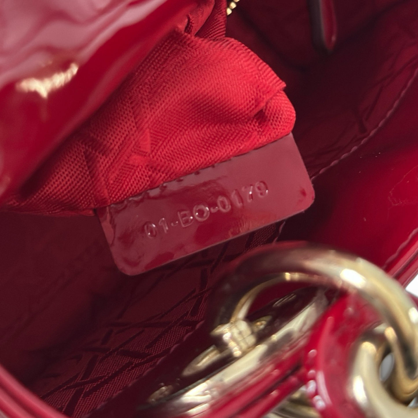 Dior Classic Patent Mini Lady Bag - GHW / Red