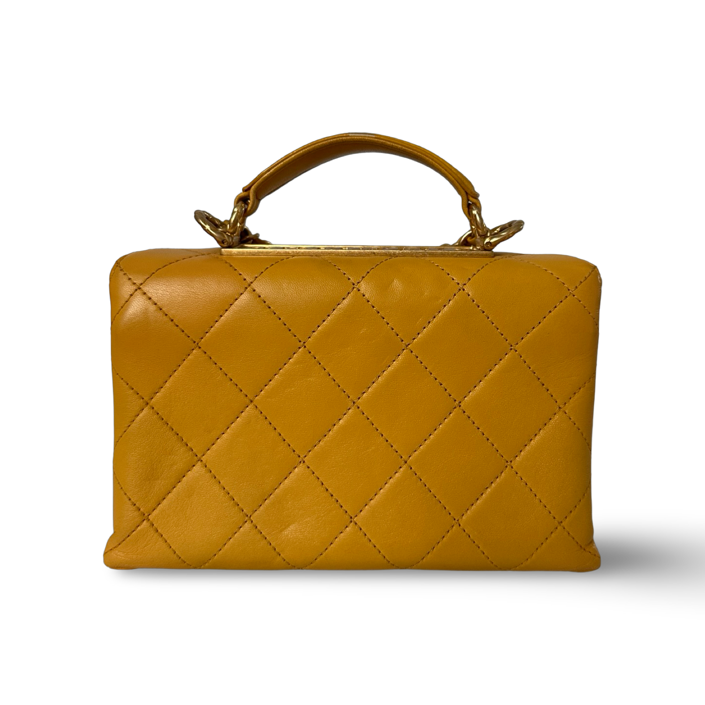 Chanel Classic Lambskin Top Handle Small Flap - GHW / Yellow