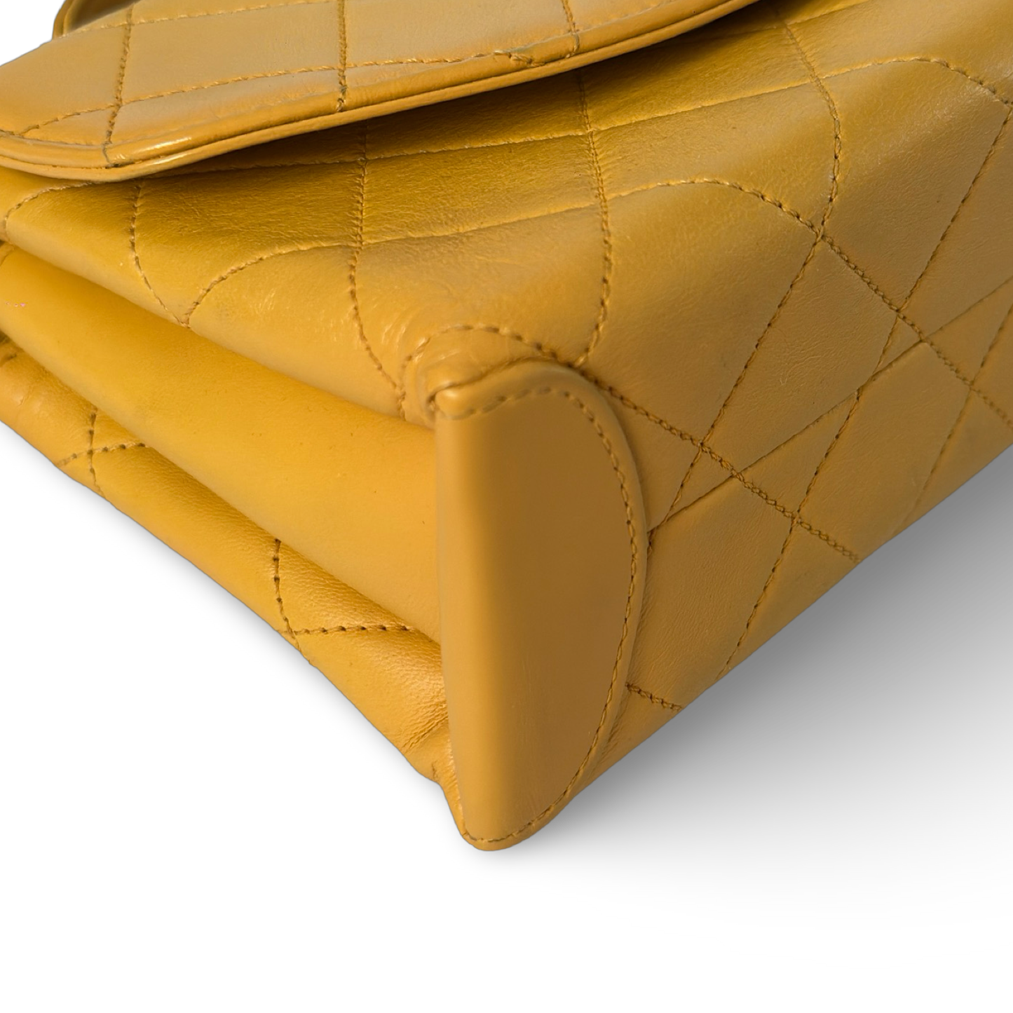 Chanel Classic Lambskin Top Handle Small Flap - GHW / Yellow