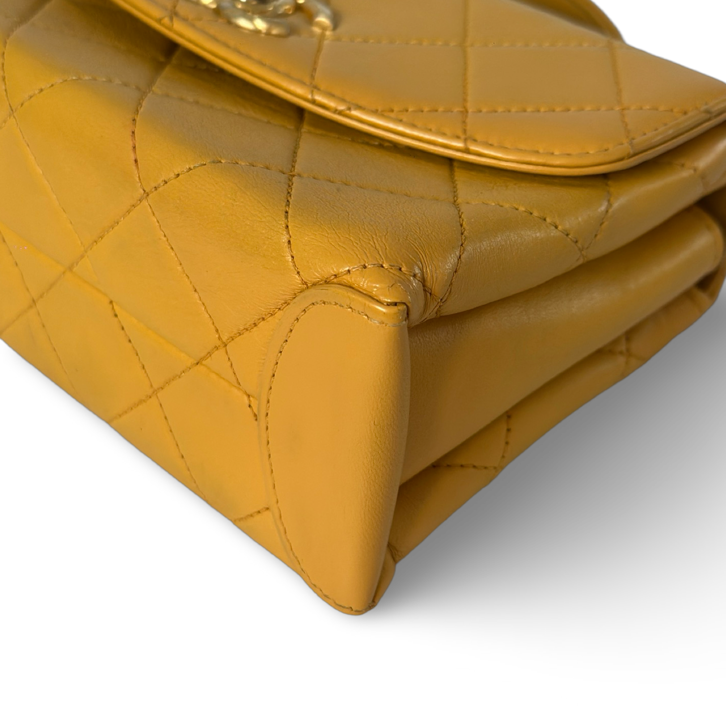 Chanel Classic Lambskin Top Handle Small Flap - GHW / Yellow