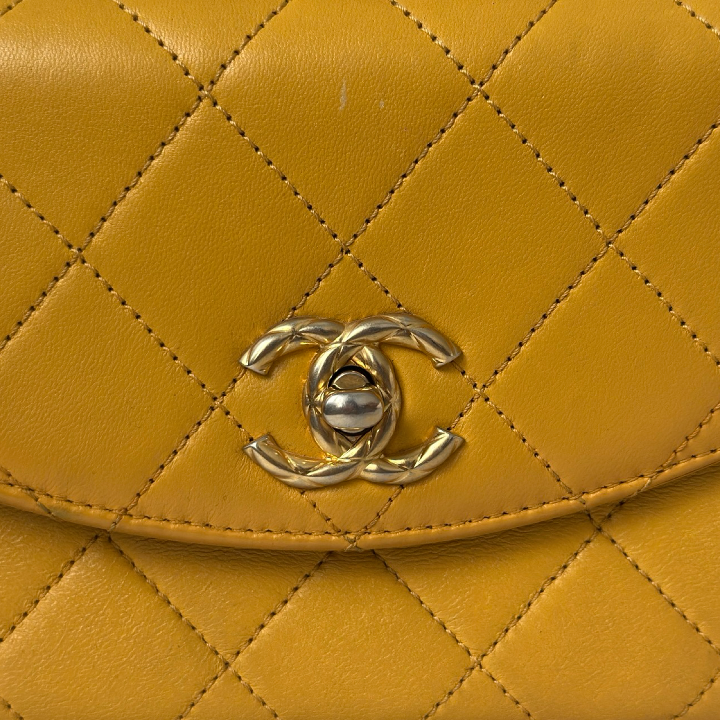 Chanel Classic Lambskin Top Handle Small Flap - GHW / Yellow