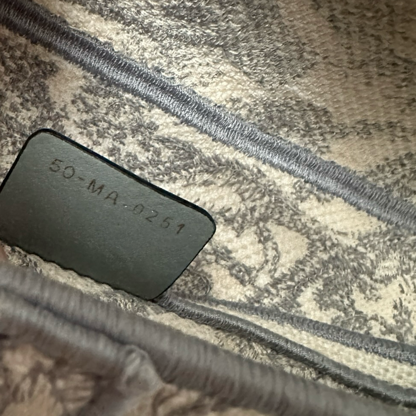 Dior Canvas Logo Embroidered Medium Saddle Handbag - GHW / Gray