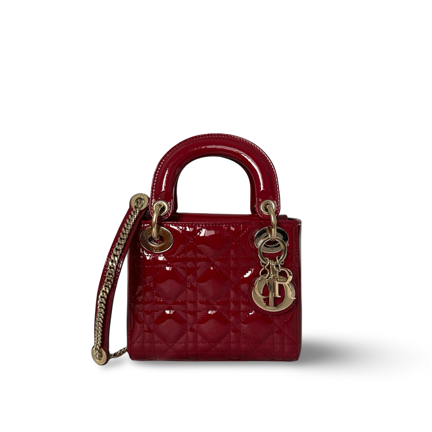 Dior Classic Patent Mini Lady Bag - GHW / Red