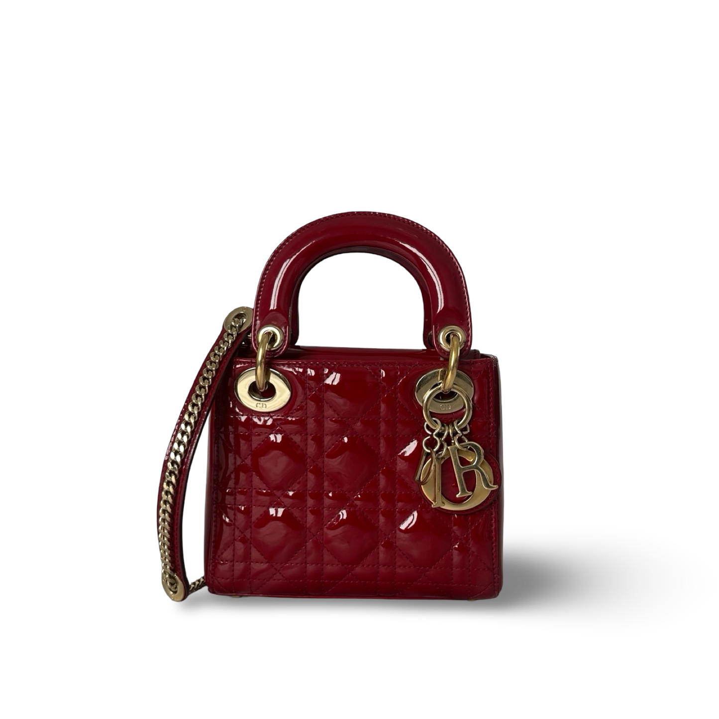 Dior Classic Patent Mini Lady Bag - GHW / Red