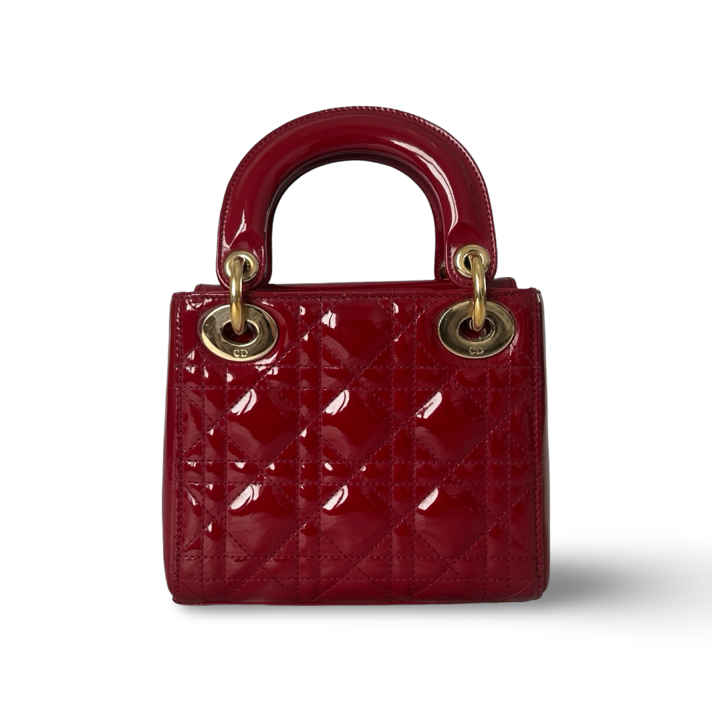 Dior Classic Patent Mini Lady Bag - GHW / Red