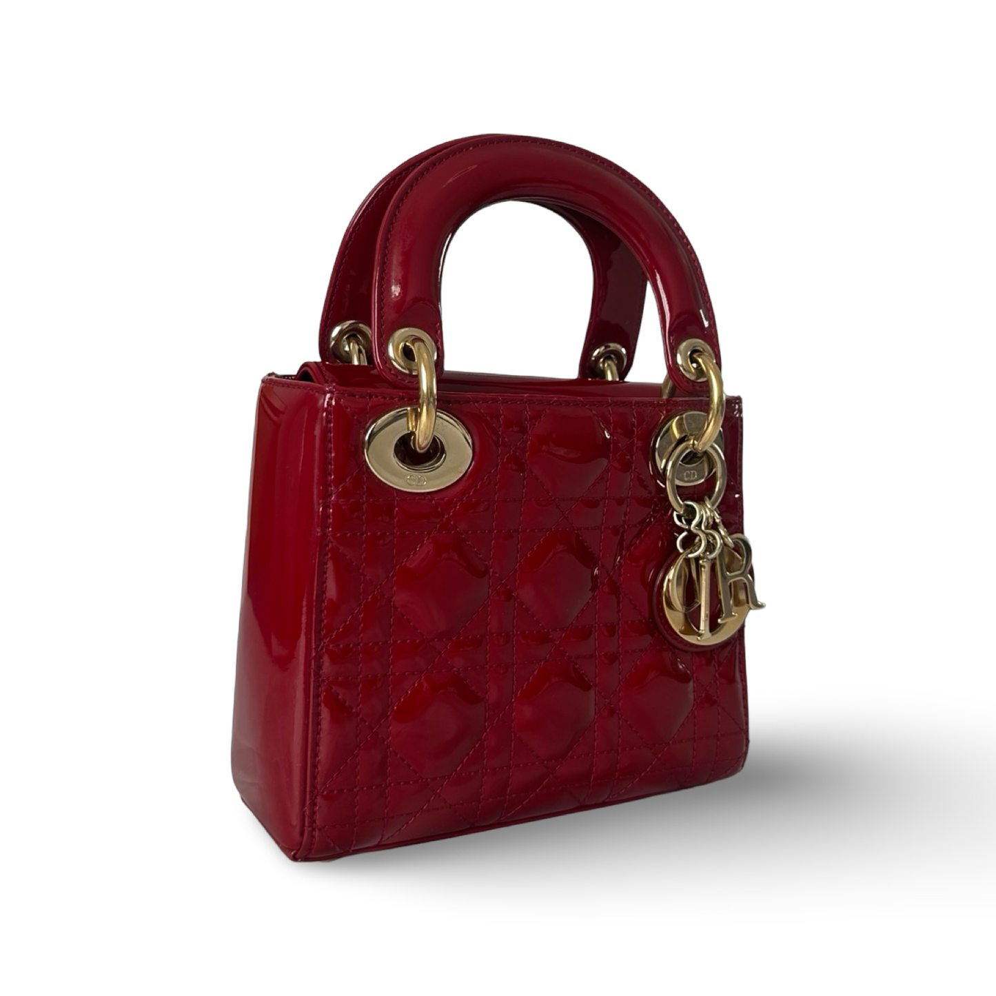 Dior Classic Patent Mini Lady Bag - GHW / Red