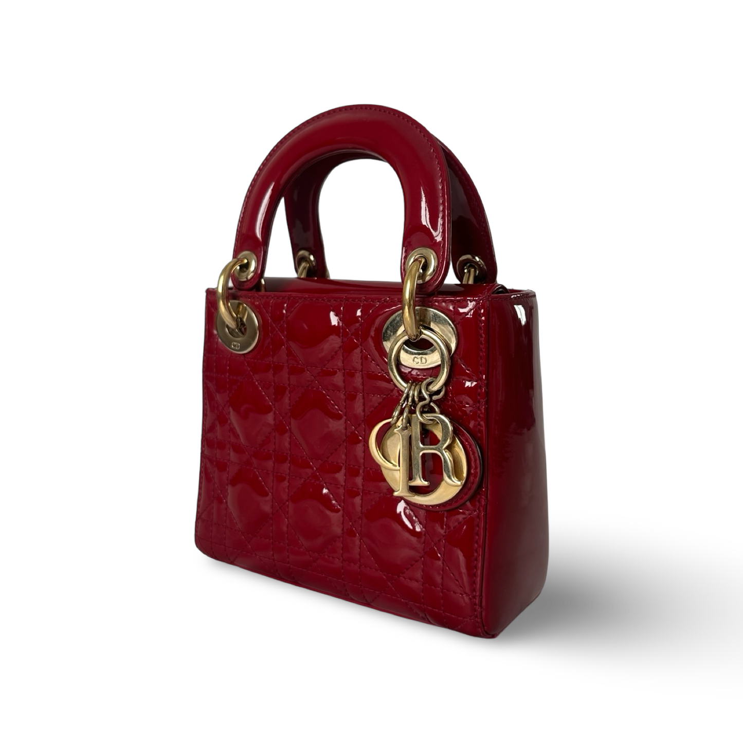 Dior Classic Patent Mini Lady Bag - GHW / Red