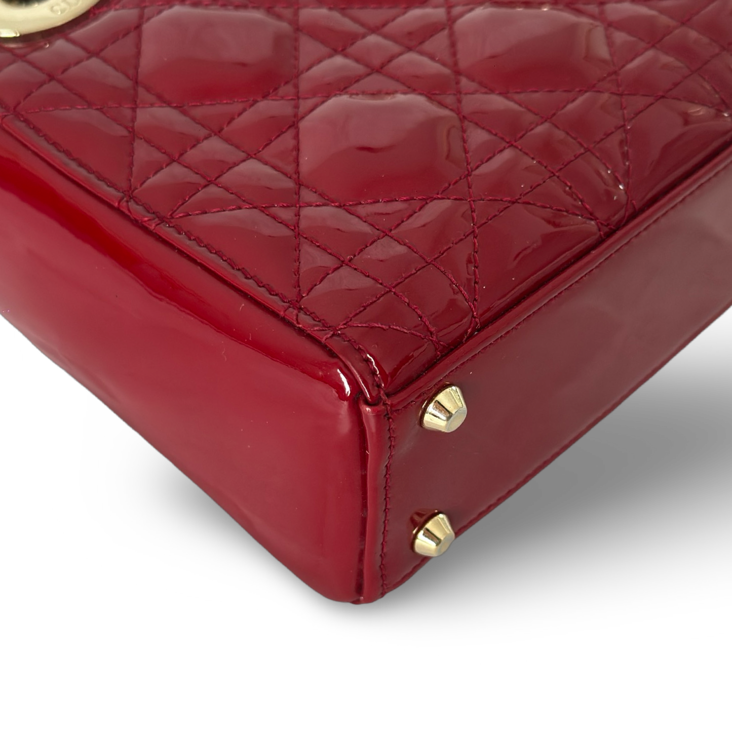 Dior Classic Patent Mini Lady Bag - GHW / Red