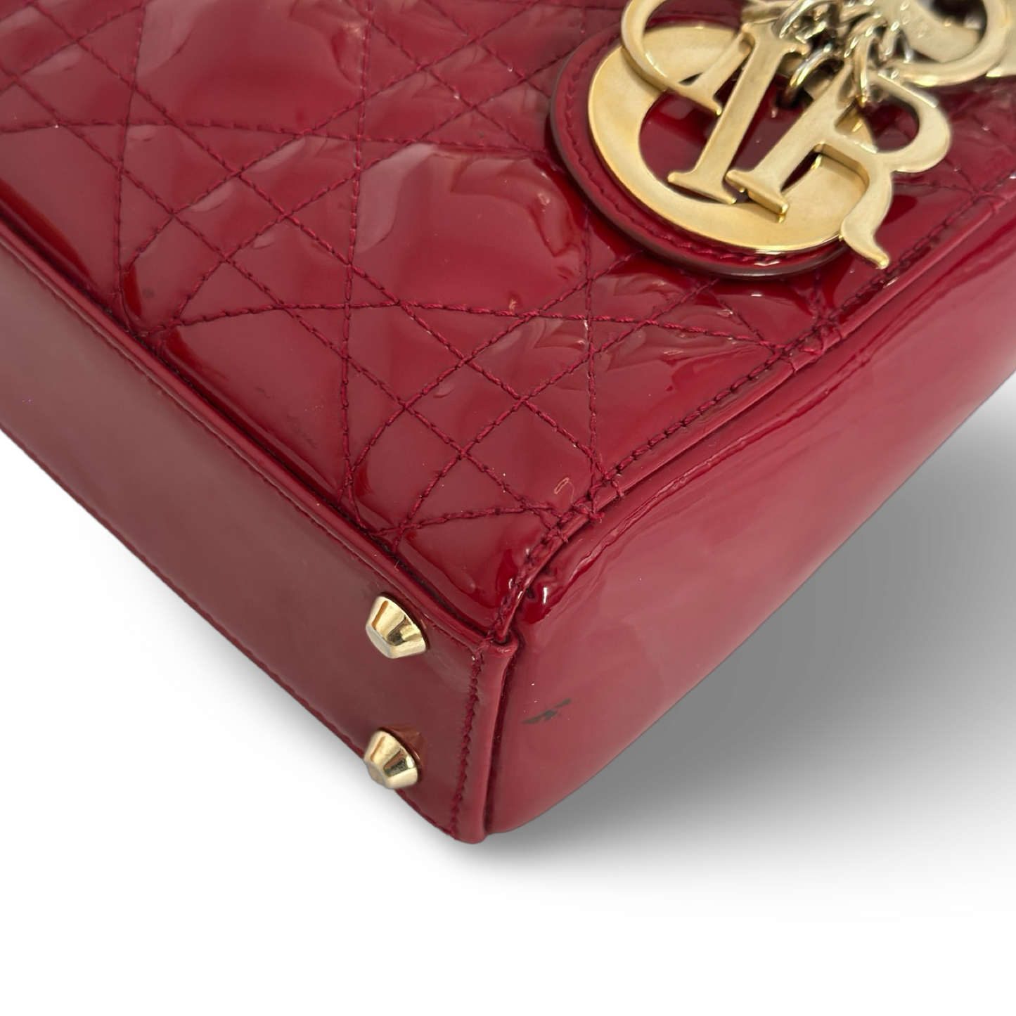 Dior Classic Patent Mini Lady Bag - GHW / Red