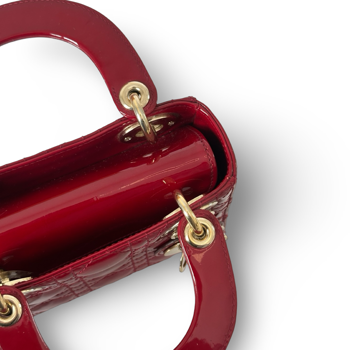 Dior Classic Patent Mini Lady Bag - GHW / Red