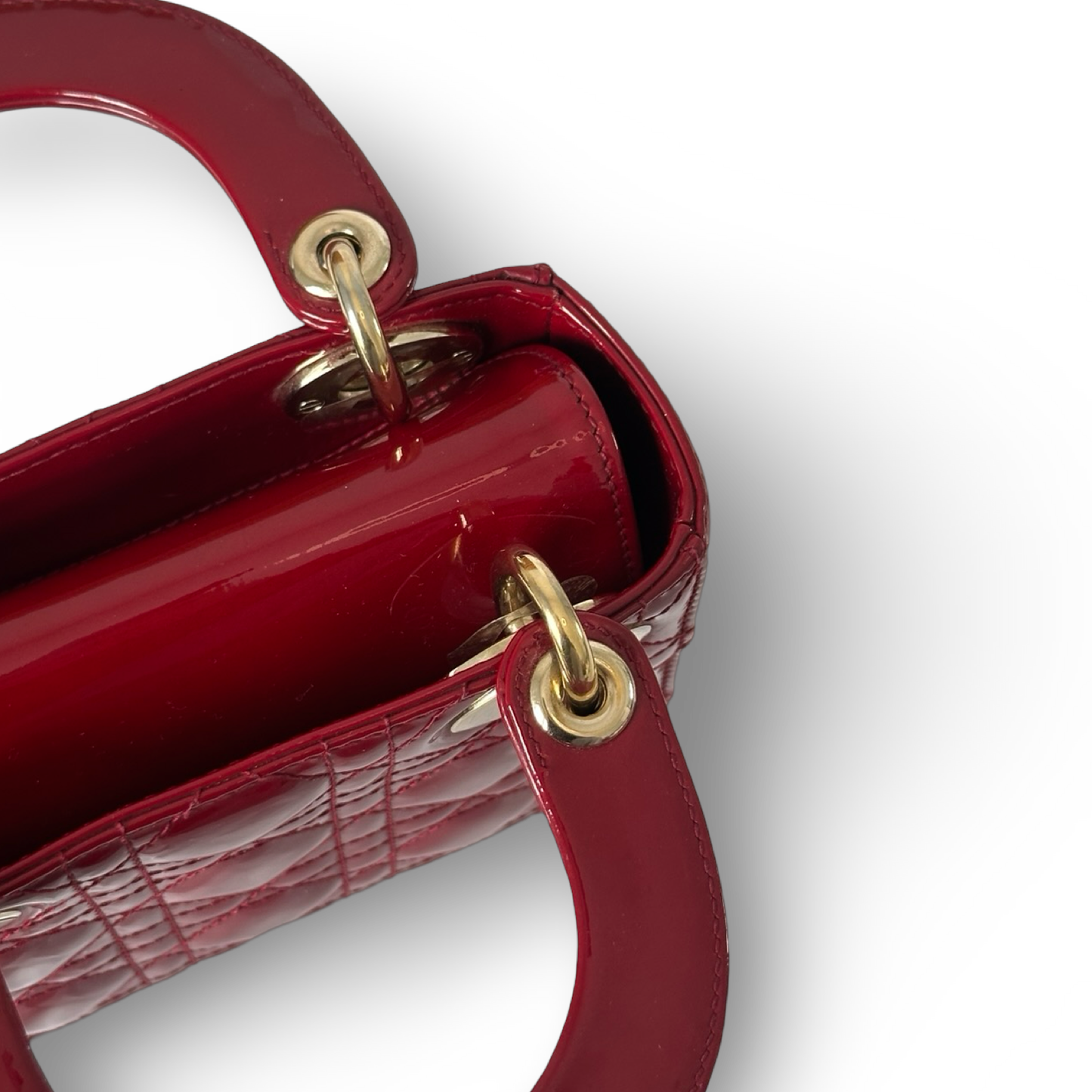 Dior Classic Patent Mini Lady Bag - GHW / Red