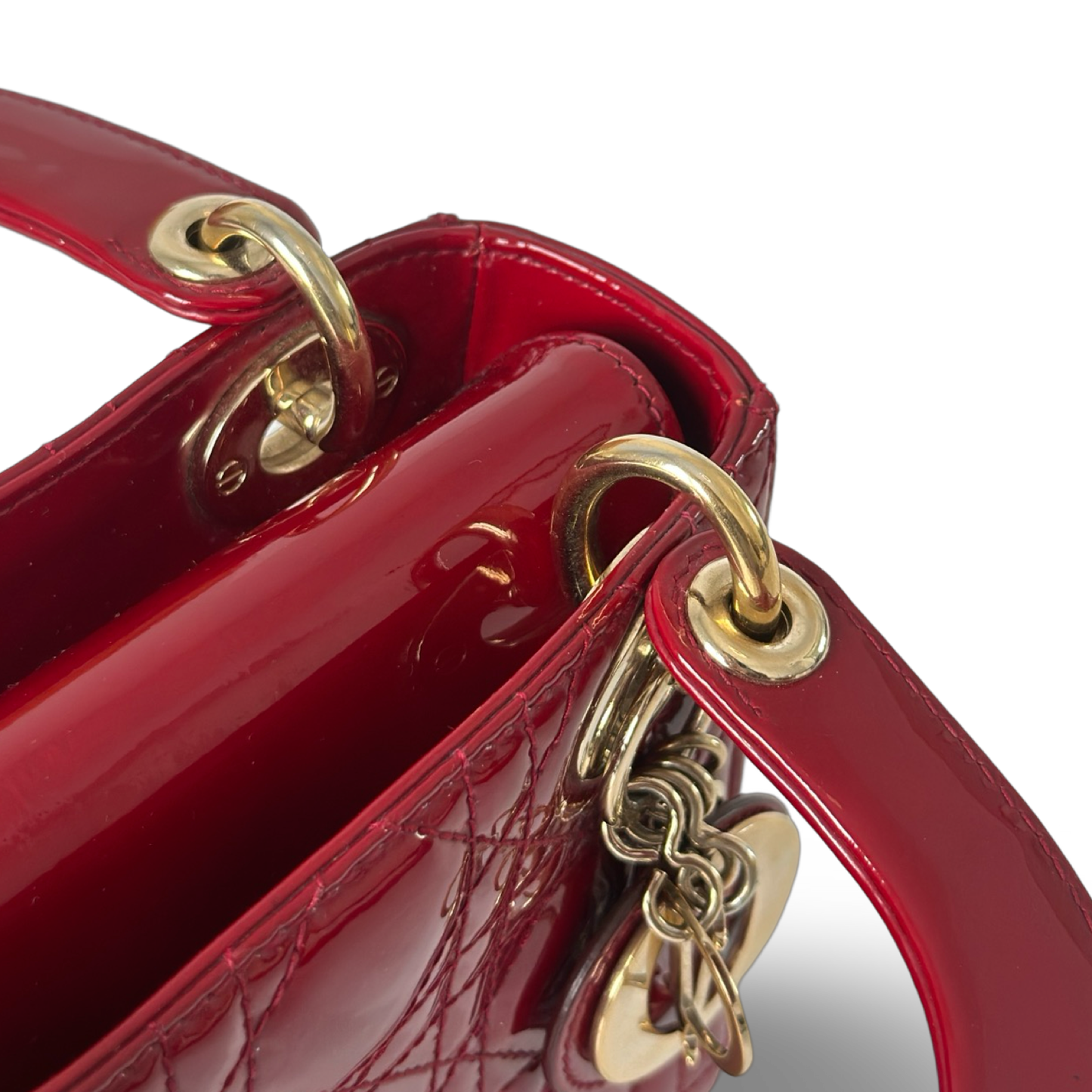 Dior Classic Patent Mini Lady Bag - GHW / Red