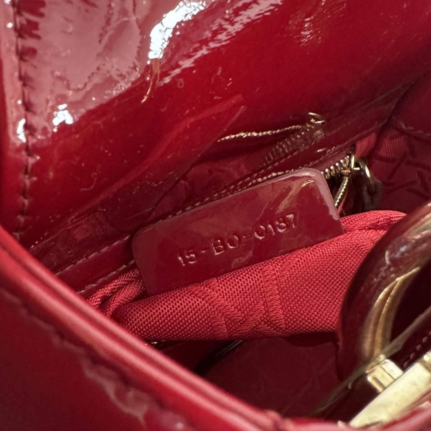 Dior Classic Patent Mini Lady Bag - GHW / Red