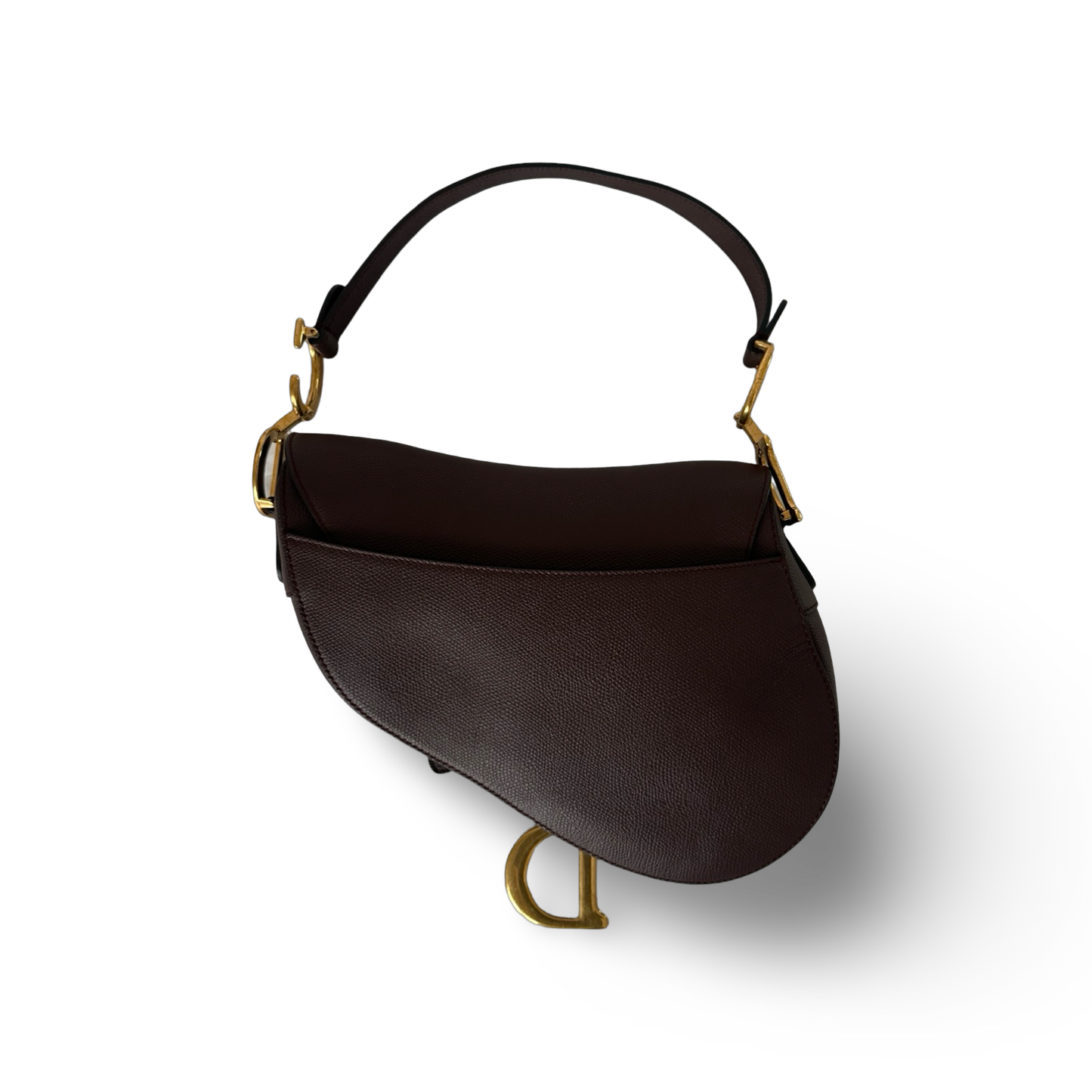 Dior Caviar Medium Saddle Bag w/ Logo Strap - GHW / Burgundy