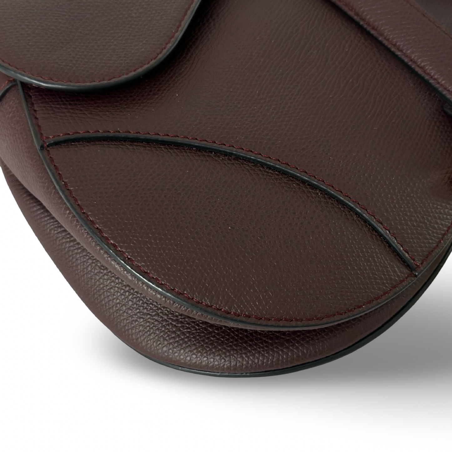 Dior Caviar Medium Saddle Bag w/ Logo Strap - GHW / Burgundy
