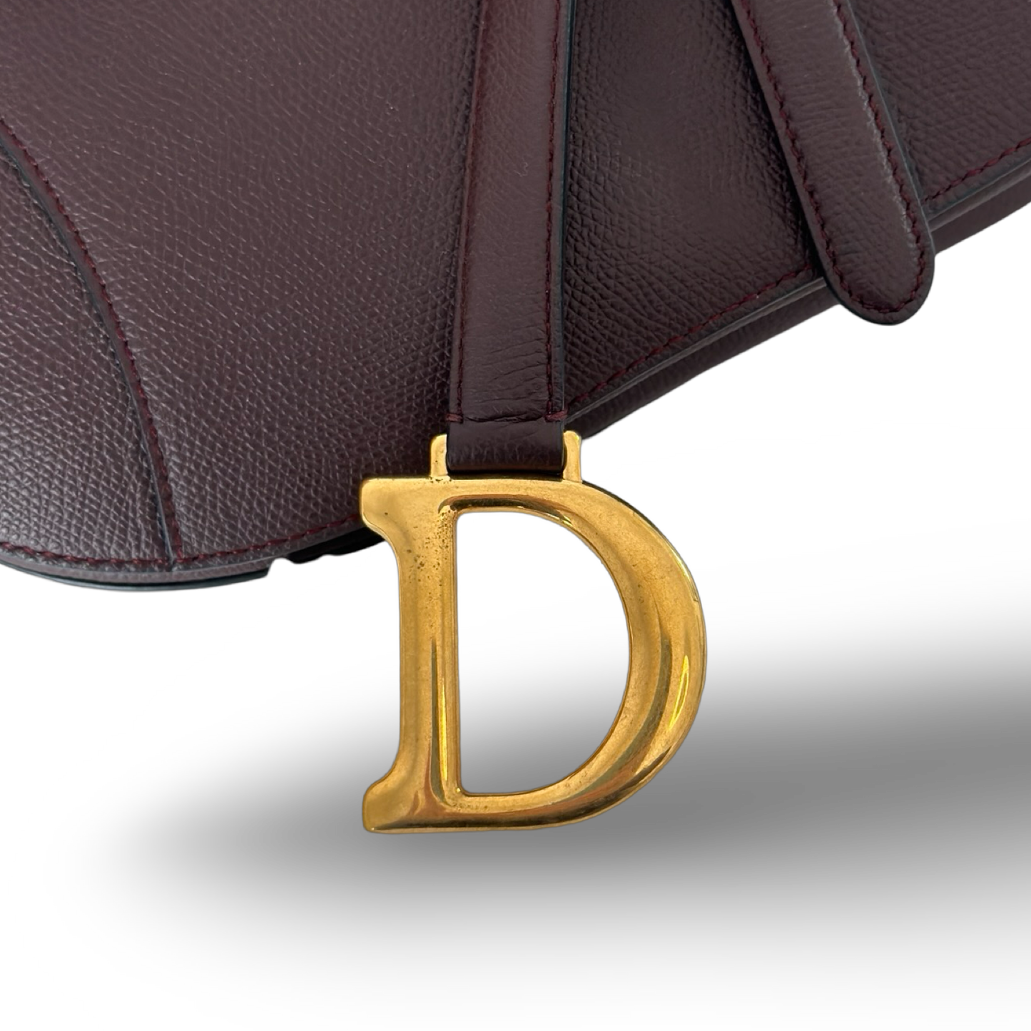 Dior Caviar Medium Saddle Bag w/ Logo Strap - GHW / Burgundy
