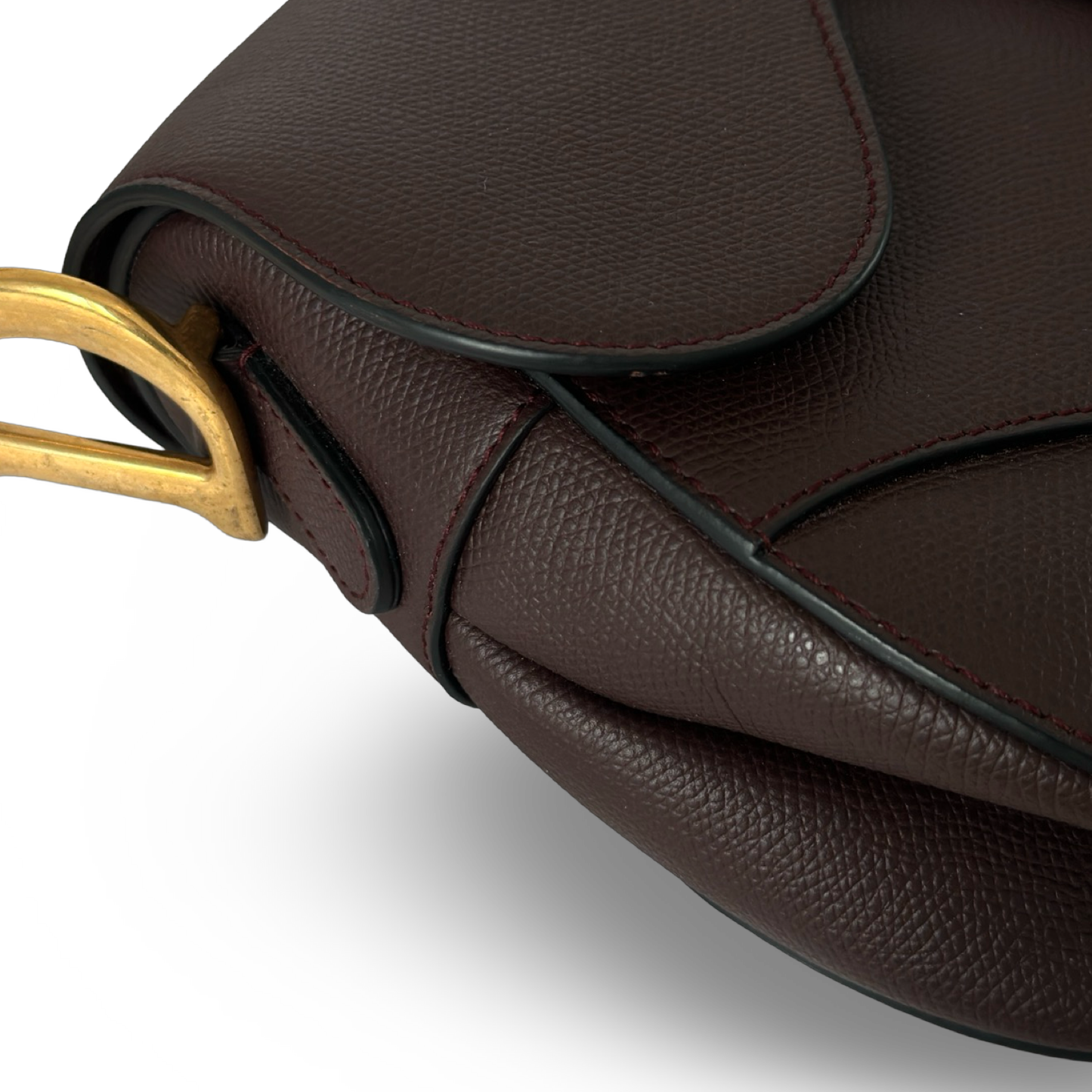 Dior Caviar Medium Saddle Bag w/ Logo Strap - GHW / Burgundy