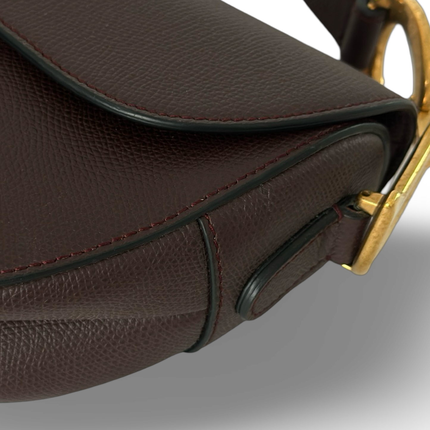 Dior Caviar Medium Saddle Bag w/ Logo Strap - GHW / Burgundy