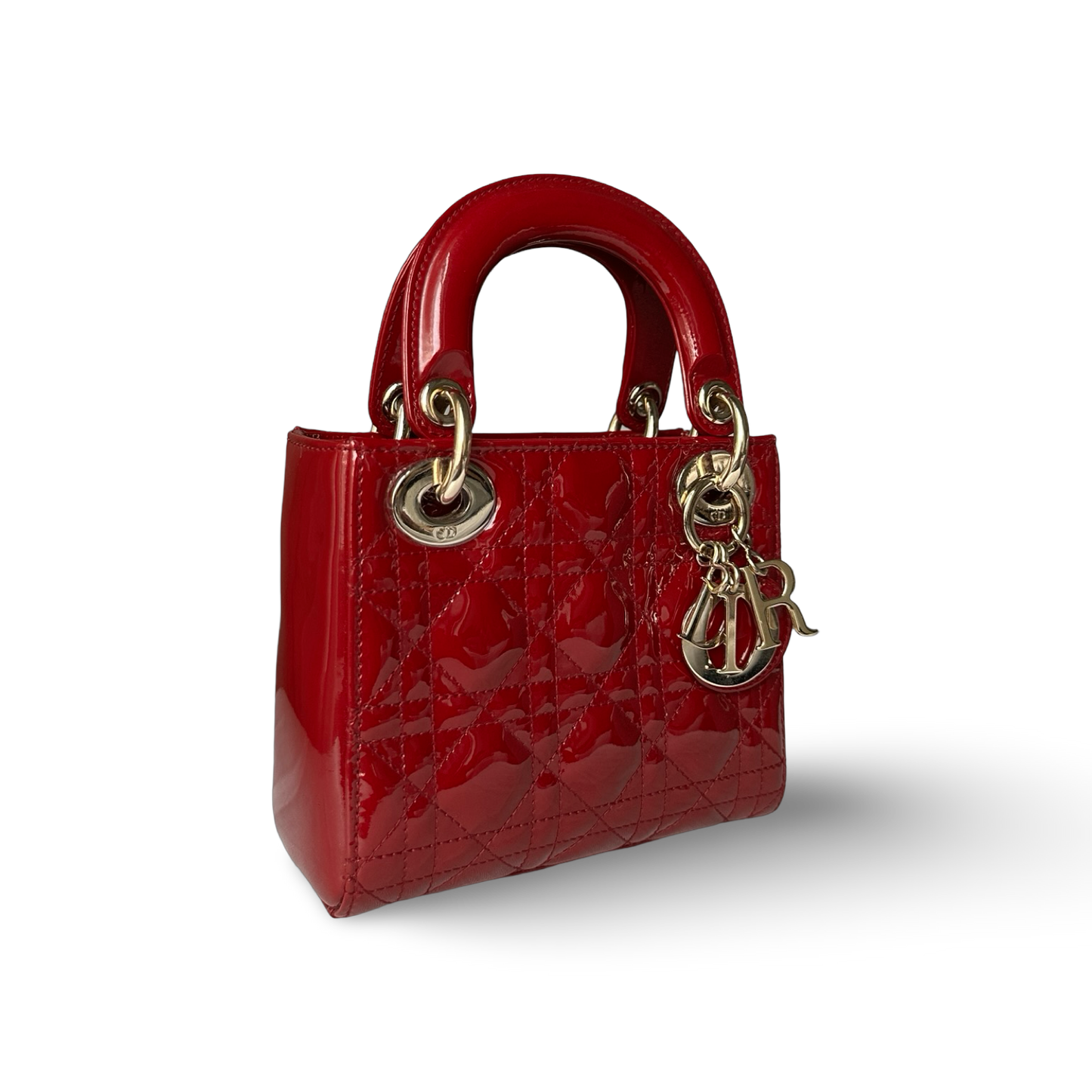 Dior Classic Patent Mini Lady Bag - GHW / Red