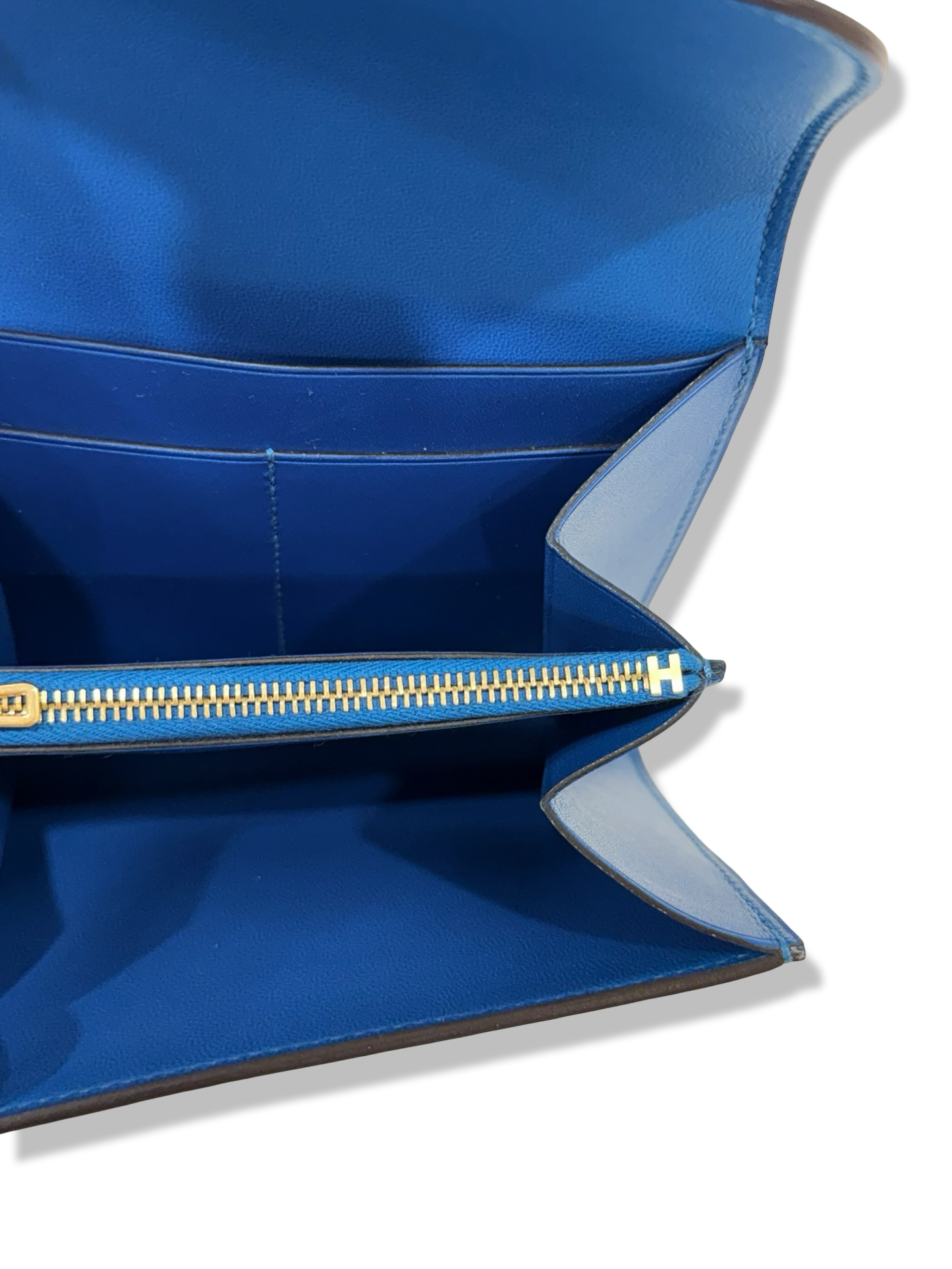 Hermes Box Compact Constance Short Wallet  - GHW / Blue
