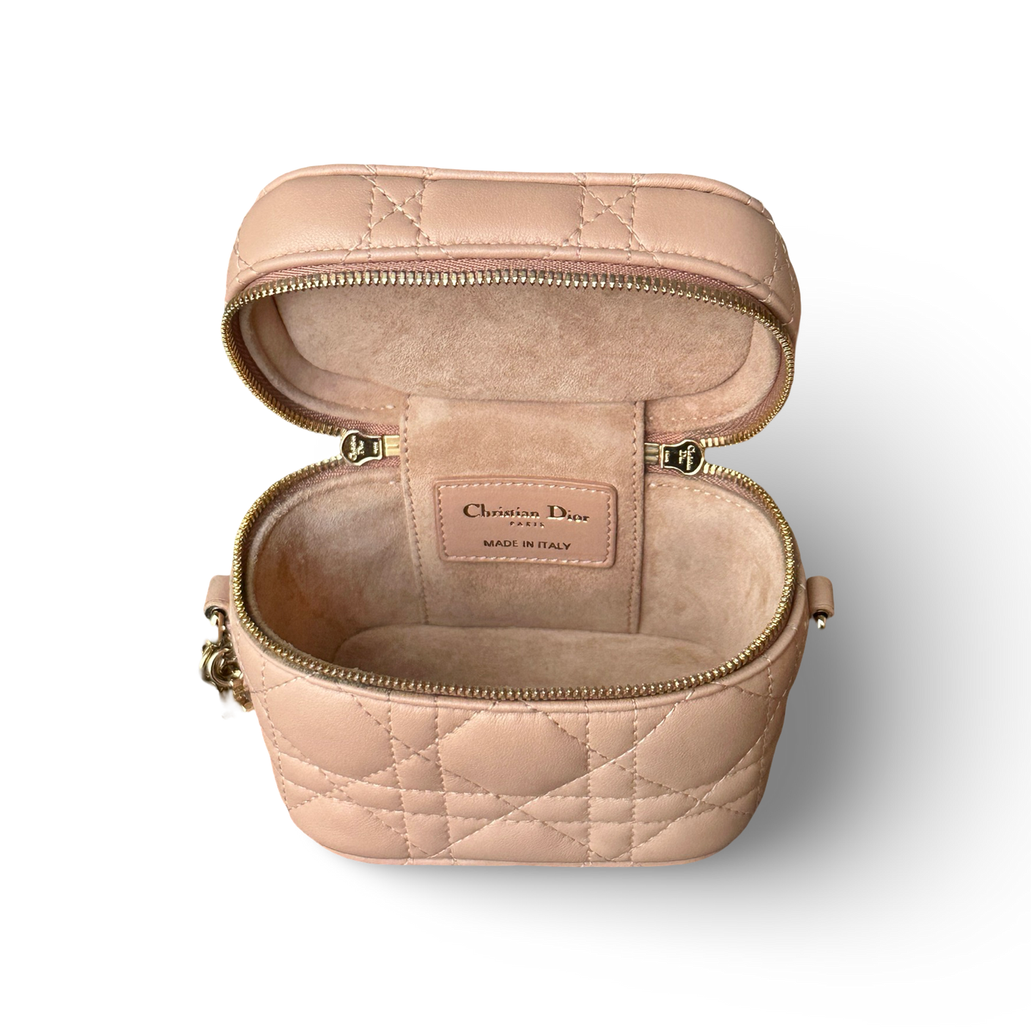 Dior Lambskin Cannage Micro Lady Dior Vanity Case - GHW / Blush