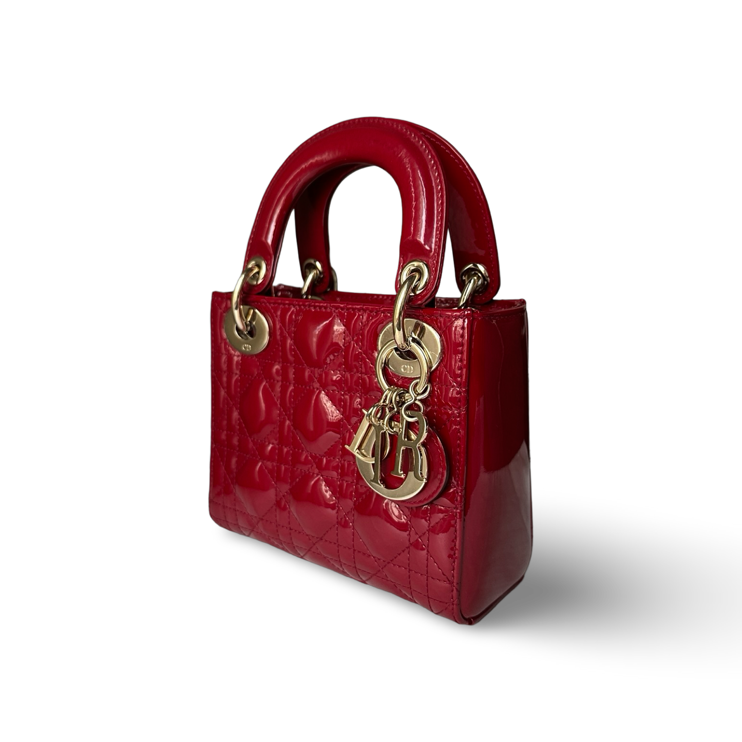 Dior Classic Patent Mini Lady Bag - GHW / Red