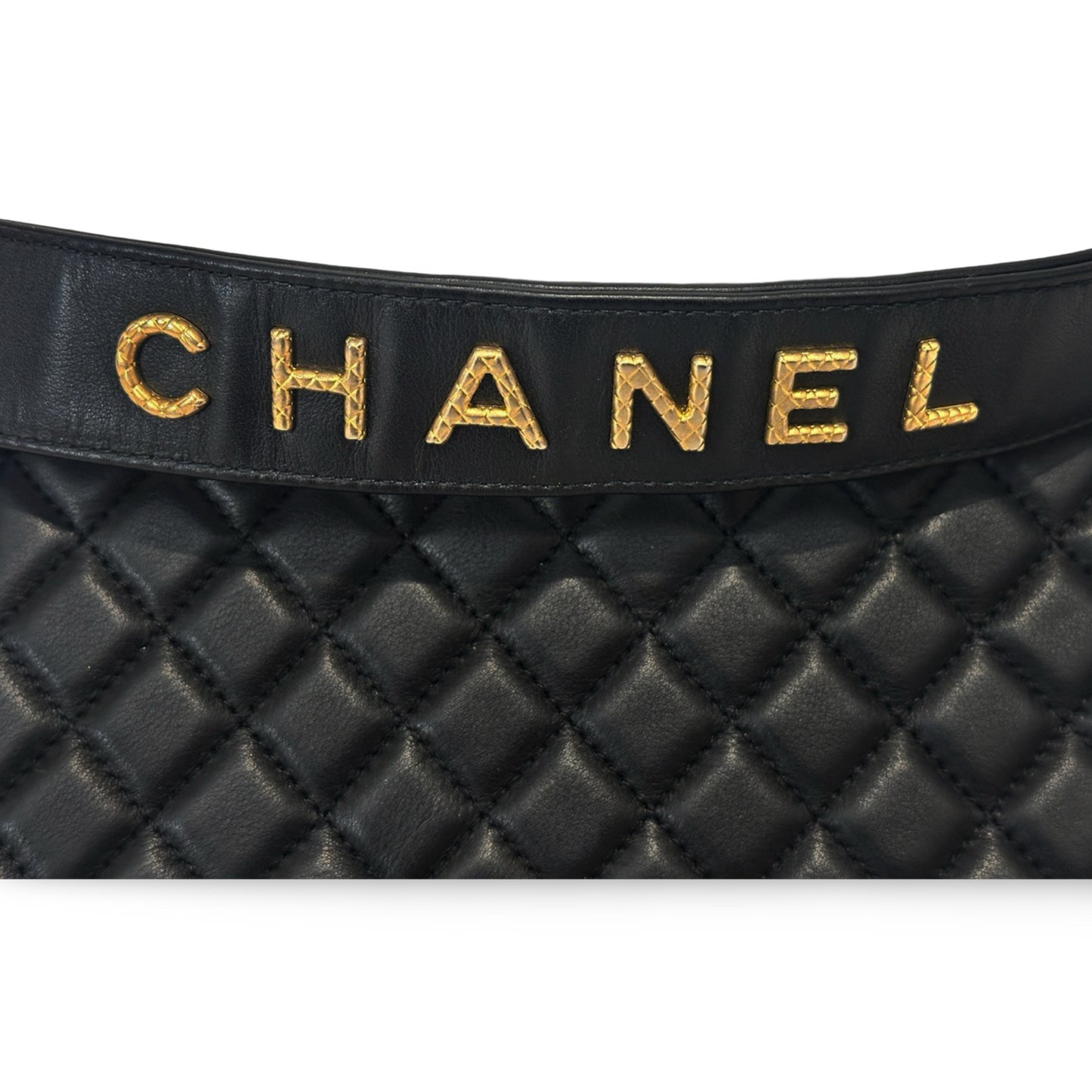 Chanel Lambskin Boy Medium Logo Top Handle - GHW / Black