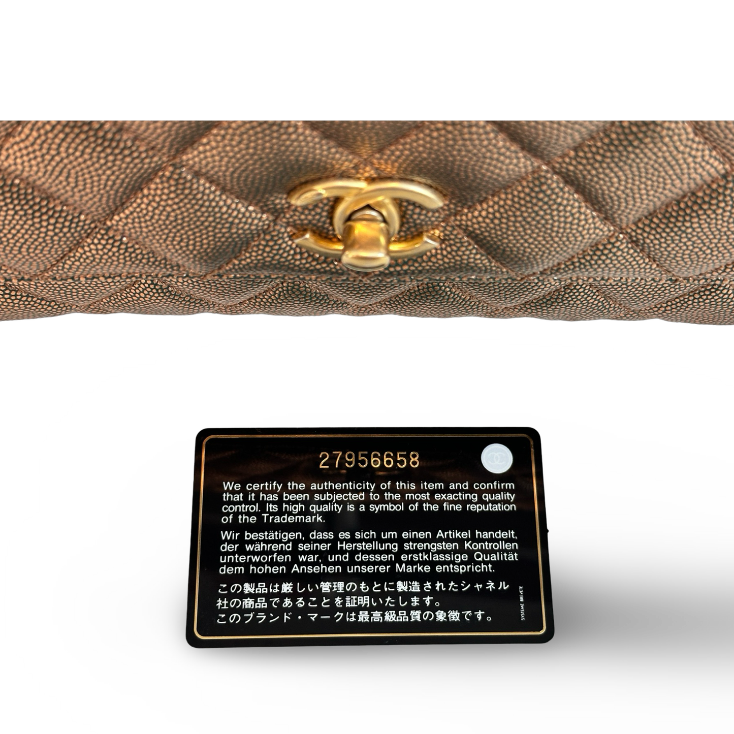 Chanel Caviar Medium Coco Handle Flap Bronze
