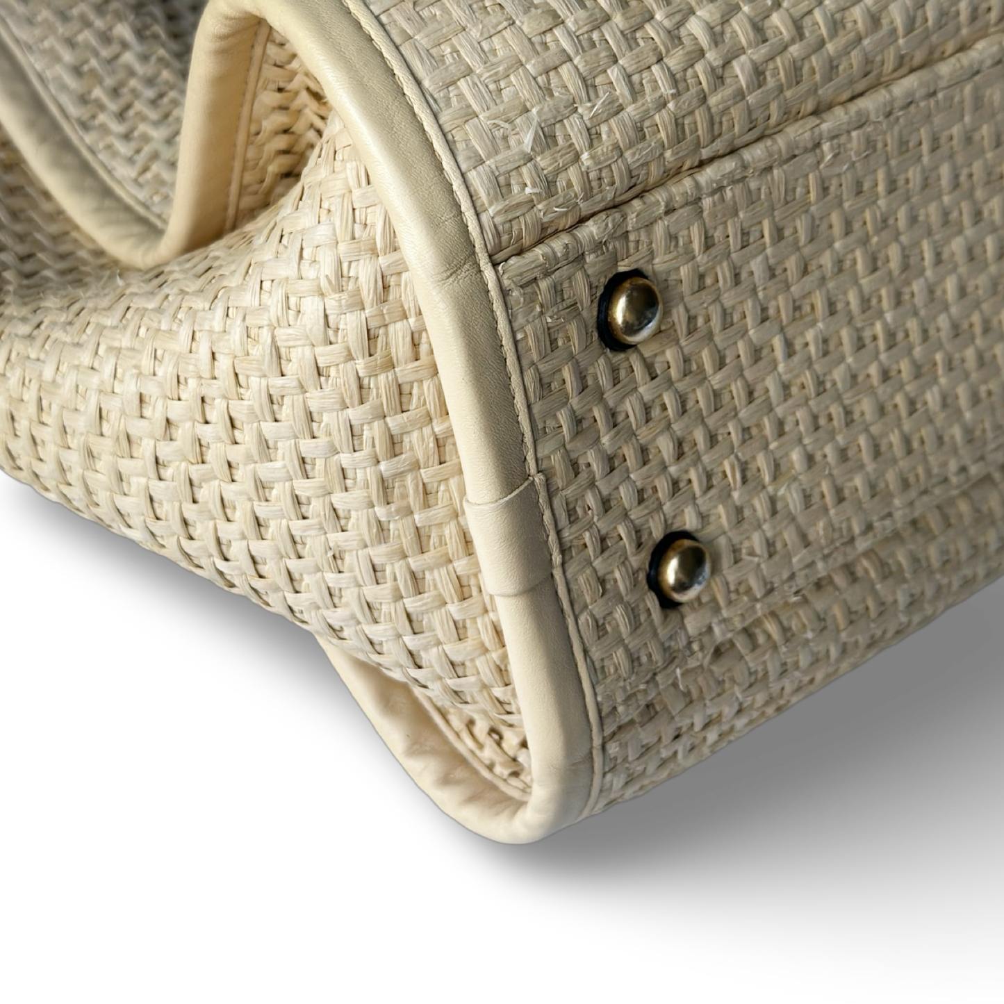 Chanel Straw Raffia Calfskin Chain Medium Deauville Tote - GHW / Beige