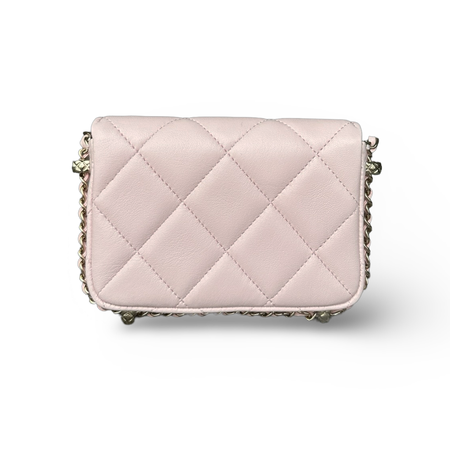 Chanel Quilted Calfskin Mini Chain Around Flap Wallet Bag - Light Pink