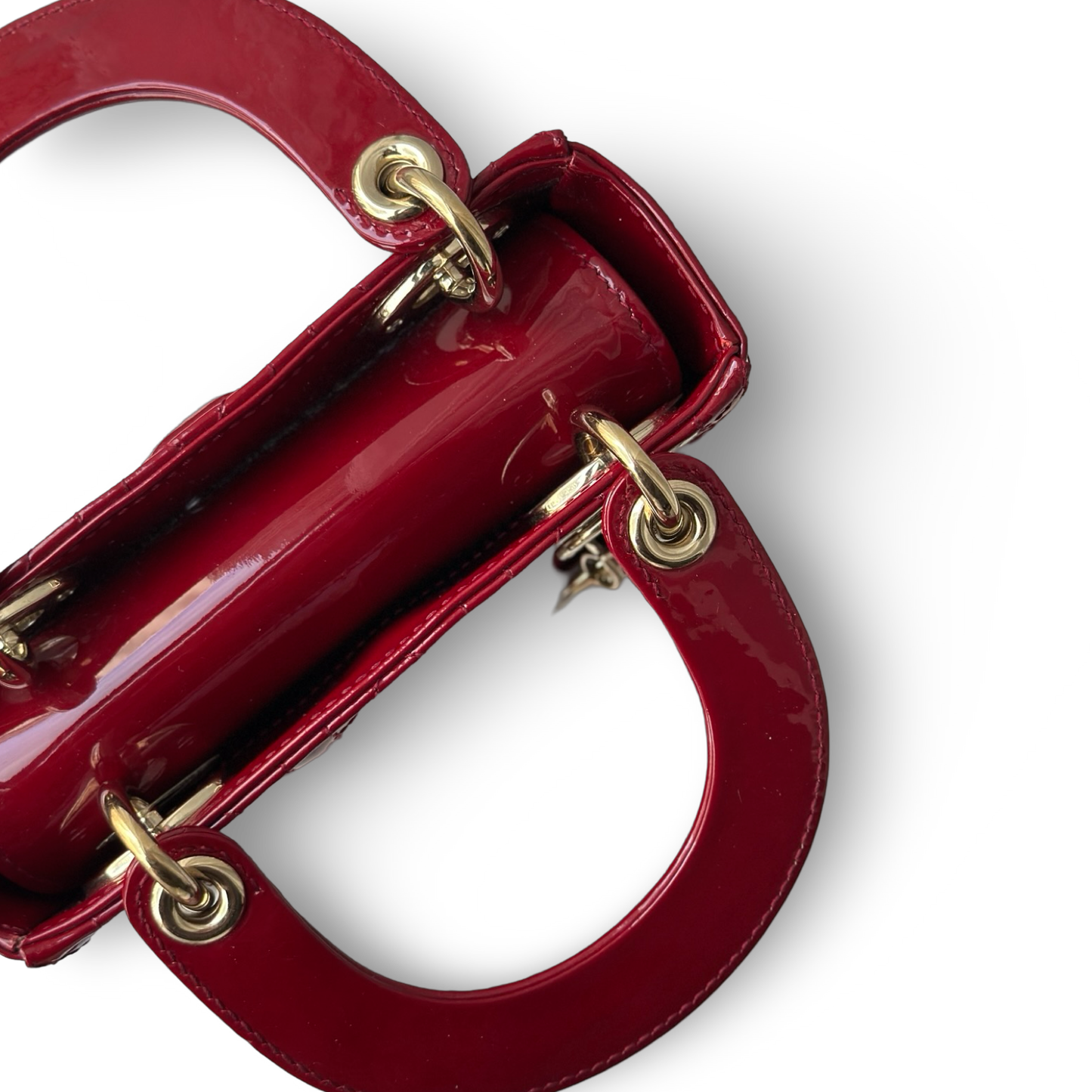 Dior Classic Patent Mini Lady Bag - GHW / Red