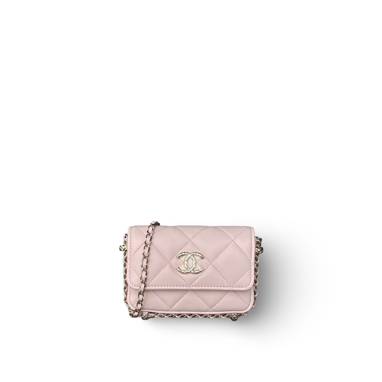 Chanel Quilted Calfskin Mini Chain Around Flap Wallet Bag - Light Pink