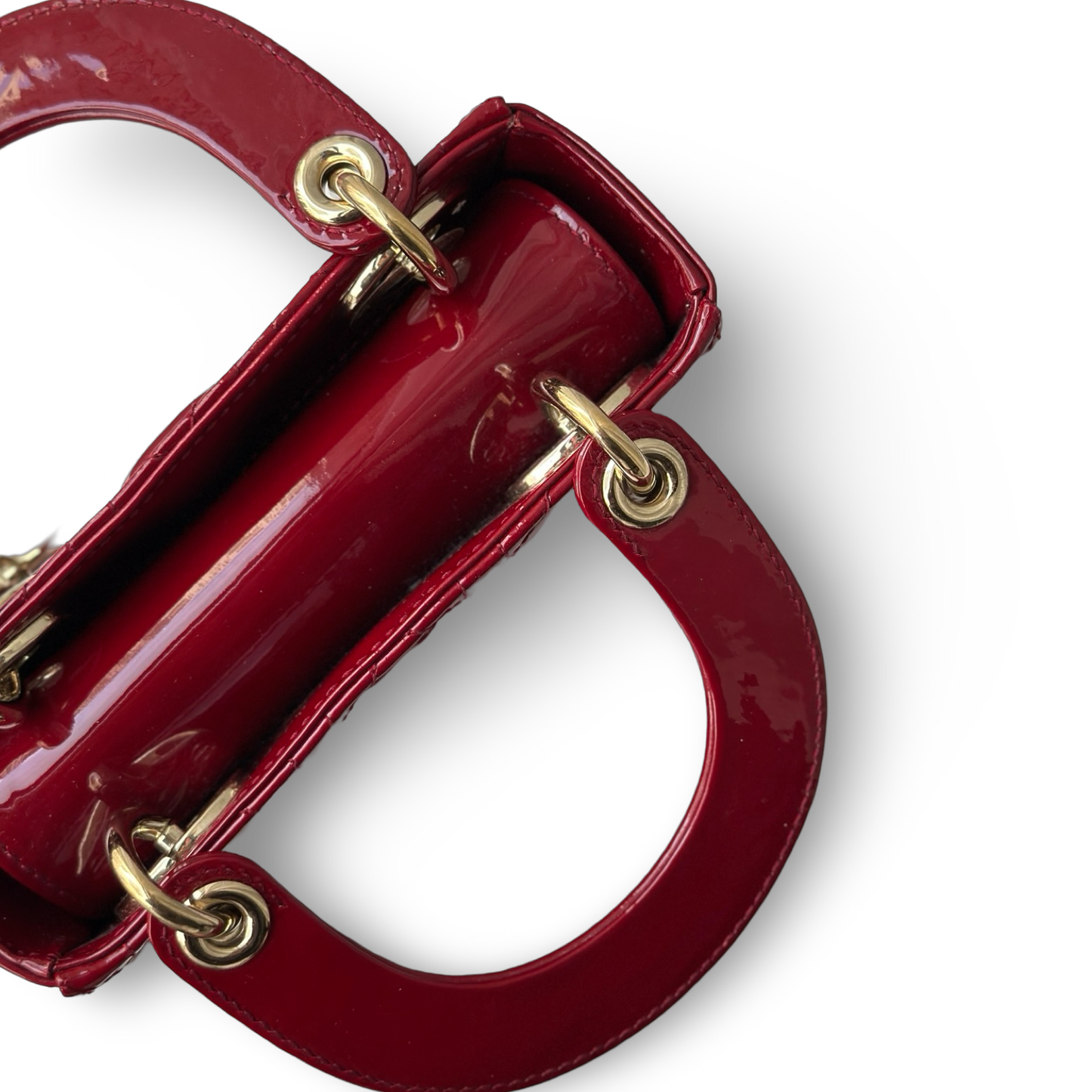 Dior Classic Patent Mini Lady Bag - GHW / Red