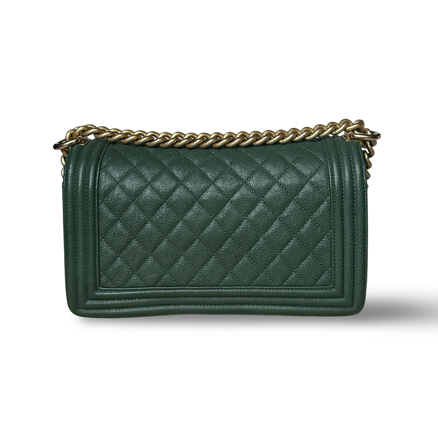 Chsnel Quilted Caviar Medium Boy Bag - GHW / Green