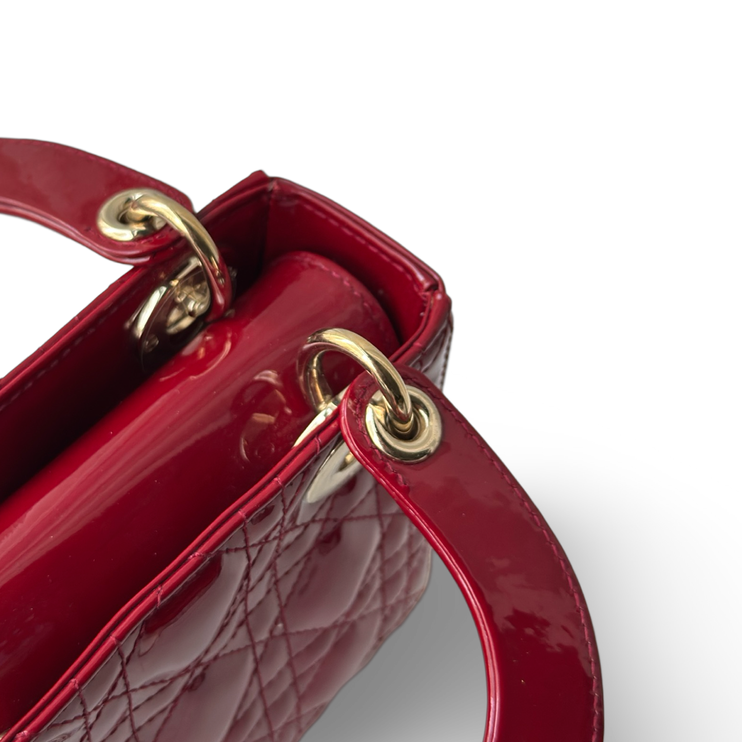 Dior Classic Patent Mini Lady Bag - GHW / Red