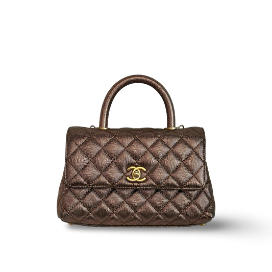 Chanel Caviar Medium Coco Handle Flap Bronze