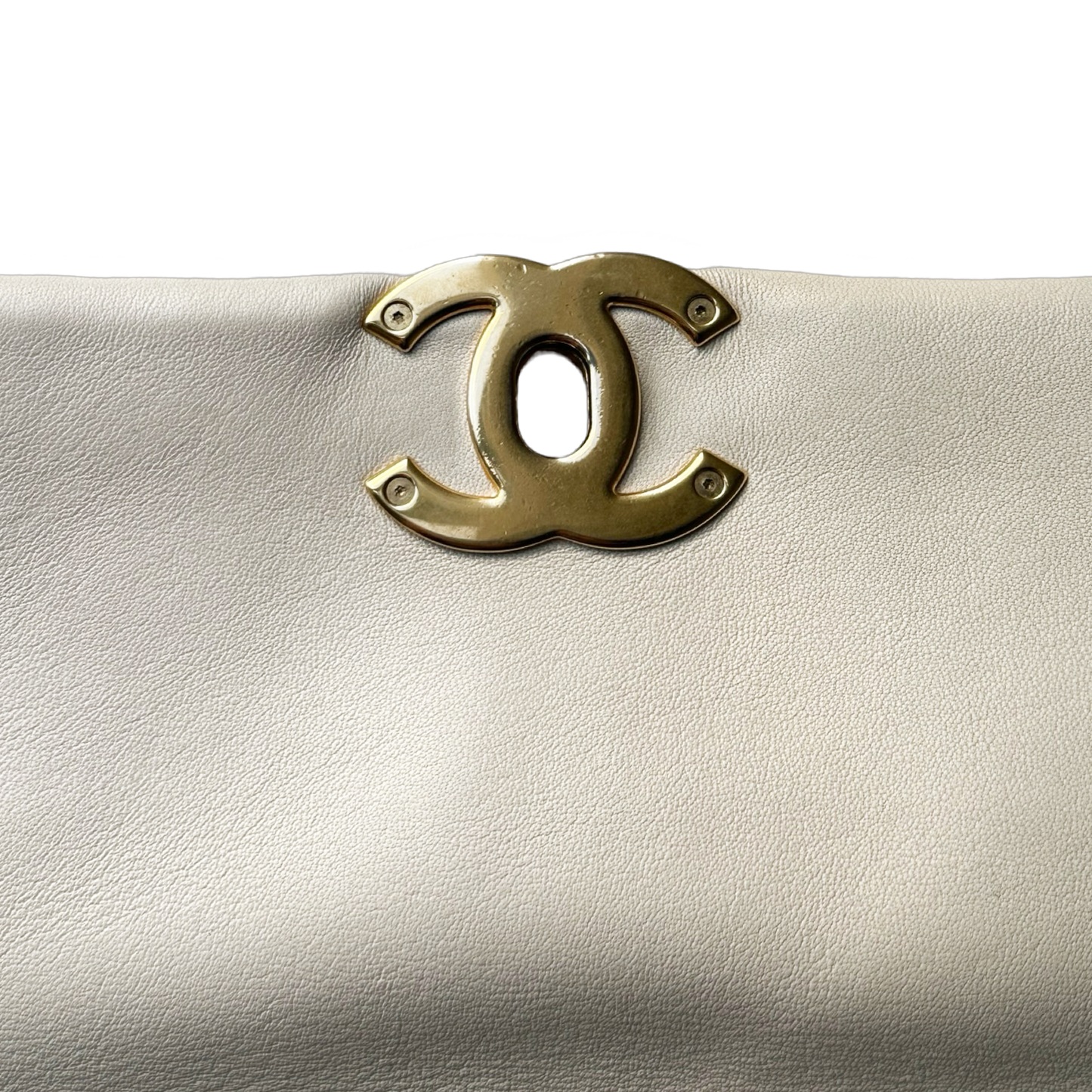 Chanel Goatskin Quilted Medium 19 Flap Bag - GHW / Beige