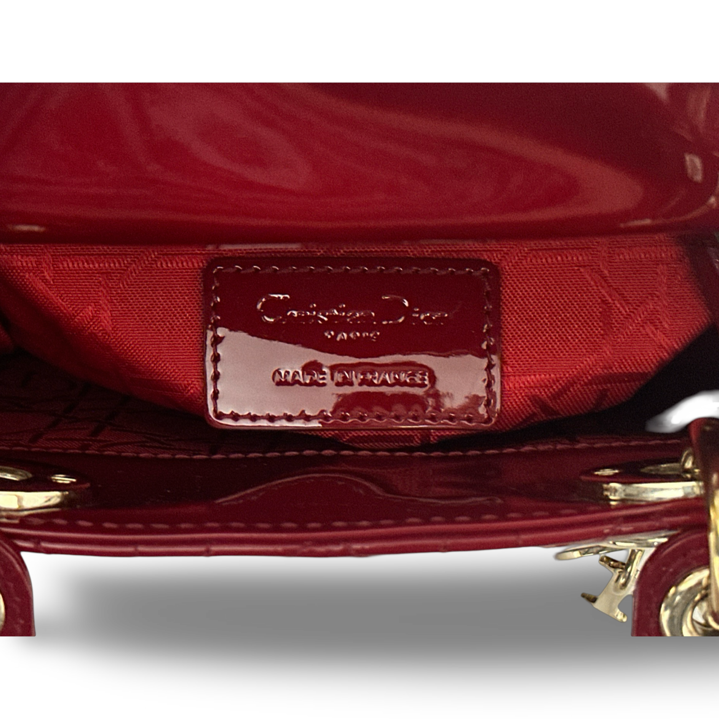 Dior Classic Patent Mini Lady Bag - GHW /  Red