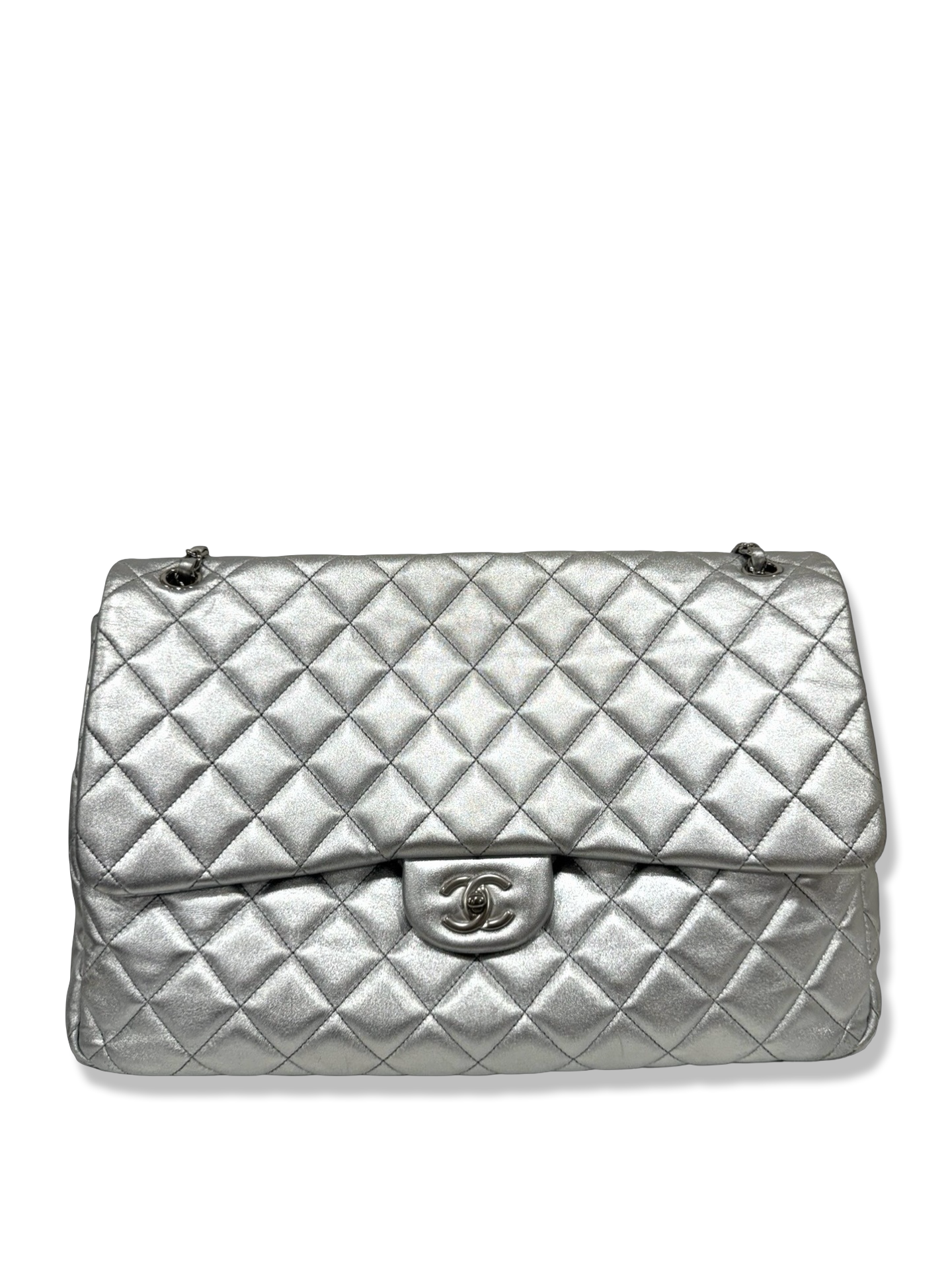 Chanel Quilted Lambskin XXL Airport Single Flap - SHW / Metallic