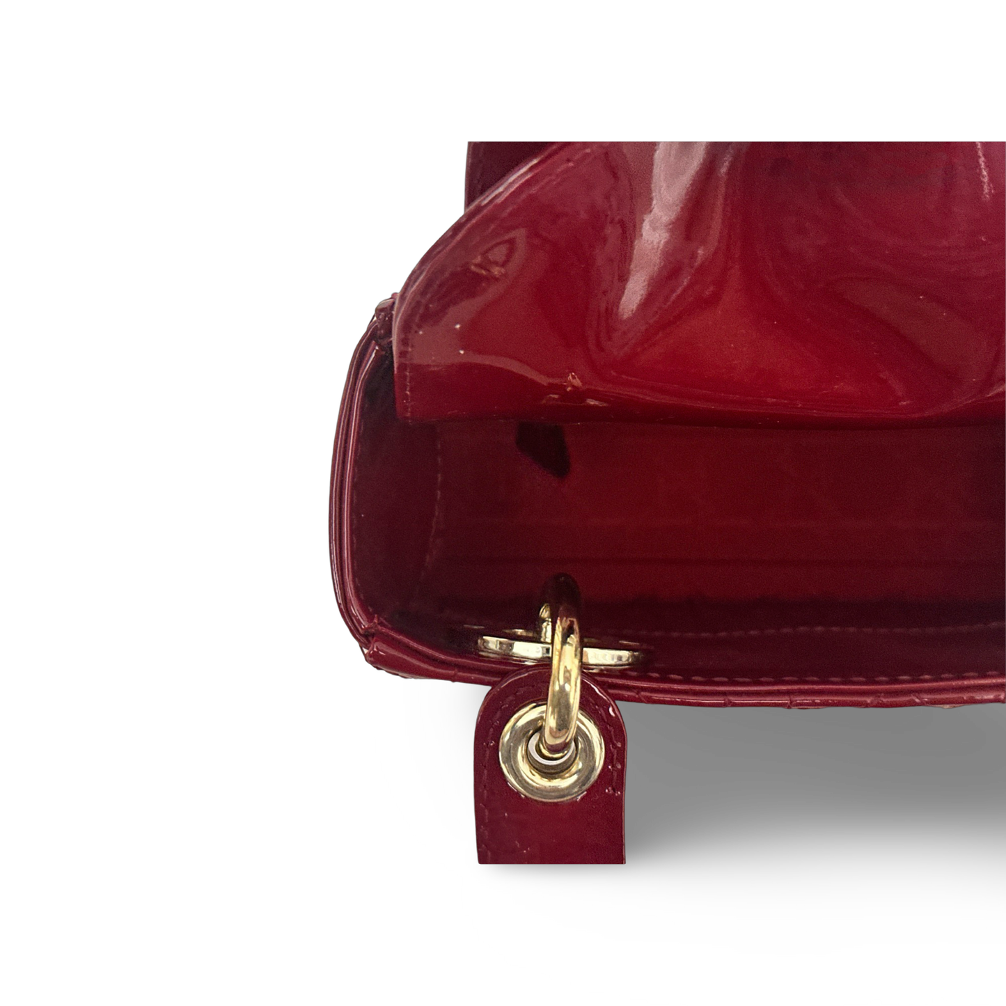 Dior Classic Patent Mini Lady Bag - GHW /  Red