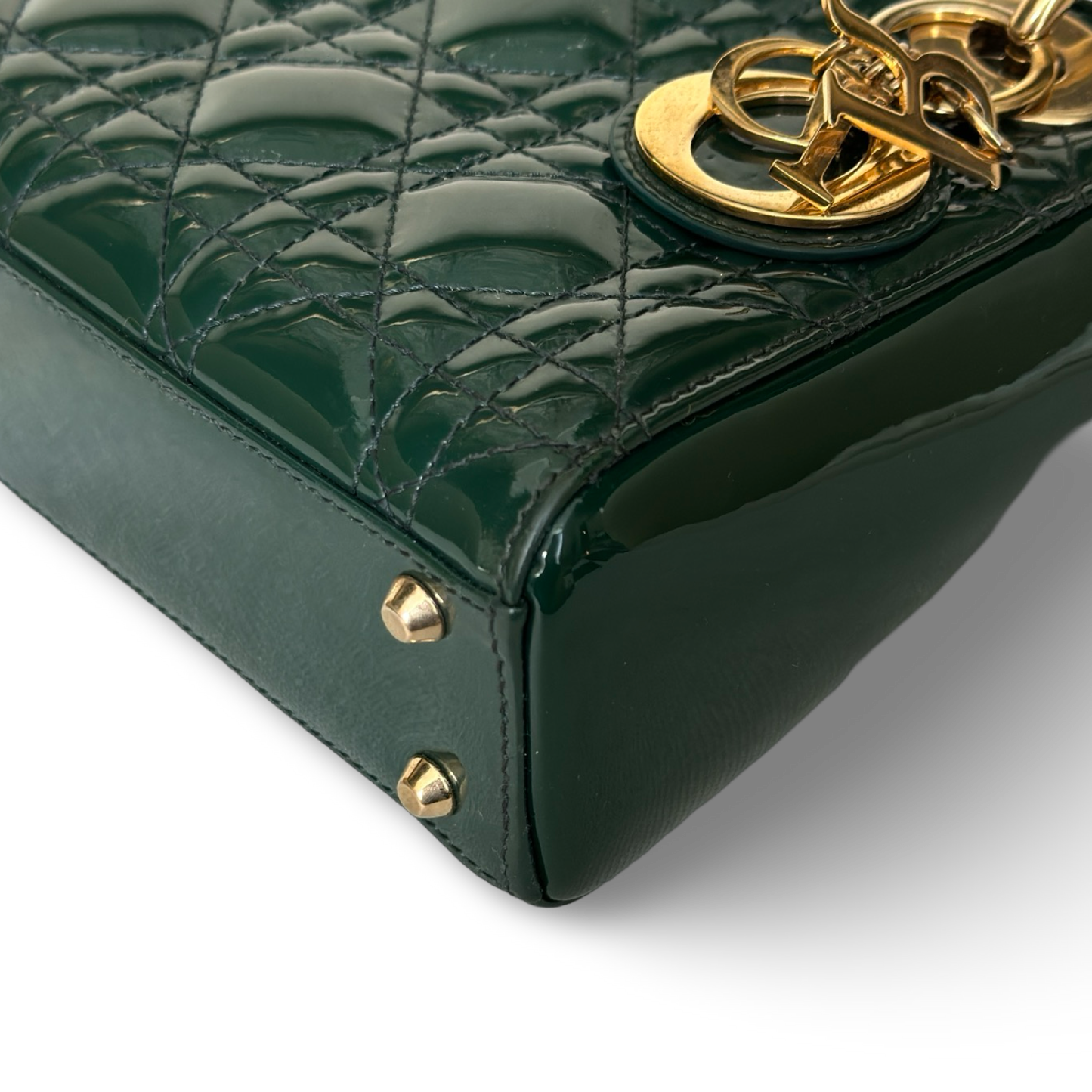 Dior Classic Patent Mini Lady Bag - GHW / Green