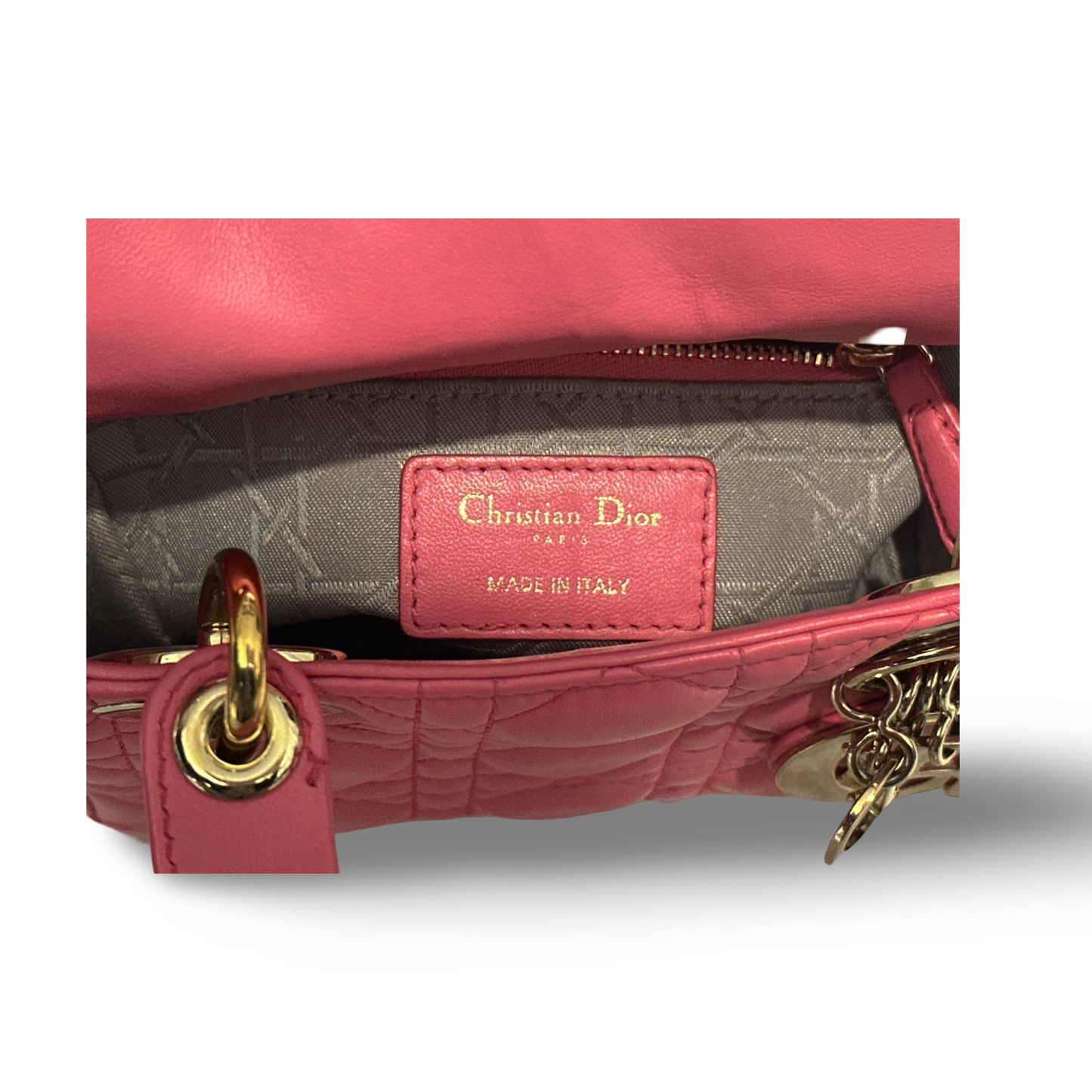 Dior Classic Lambskin Mini Lady Bag - GHW / Pink