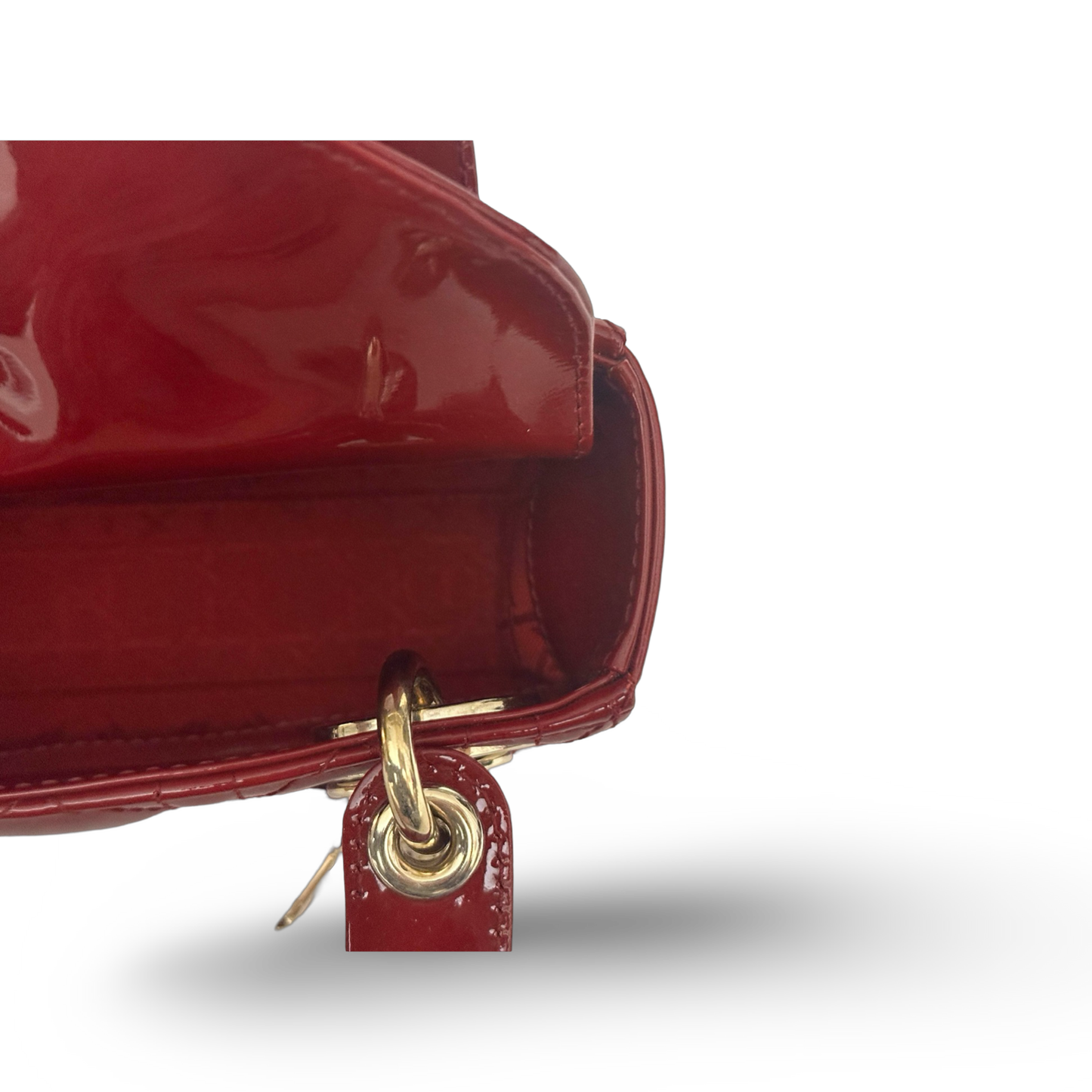 Dior Classic Patent Mini Lady Bag - GHW /  Red