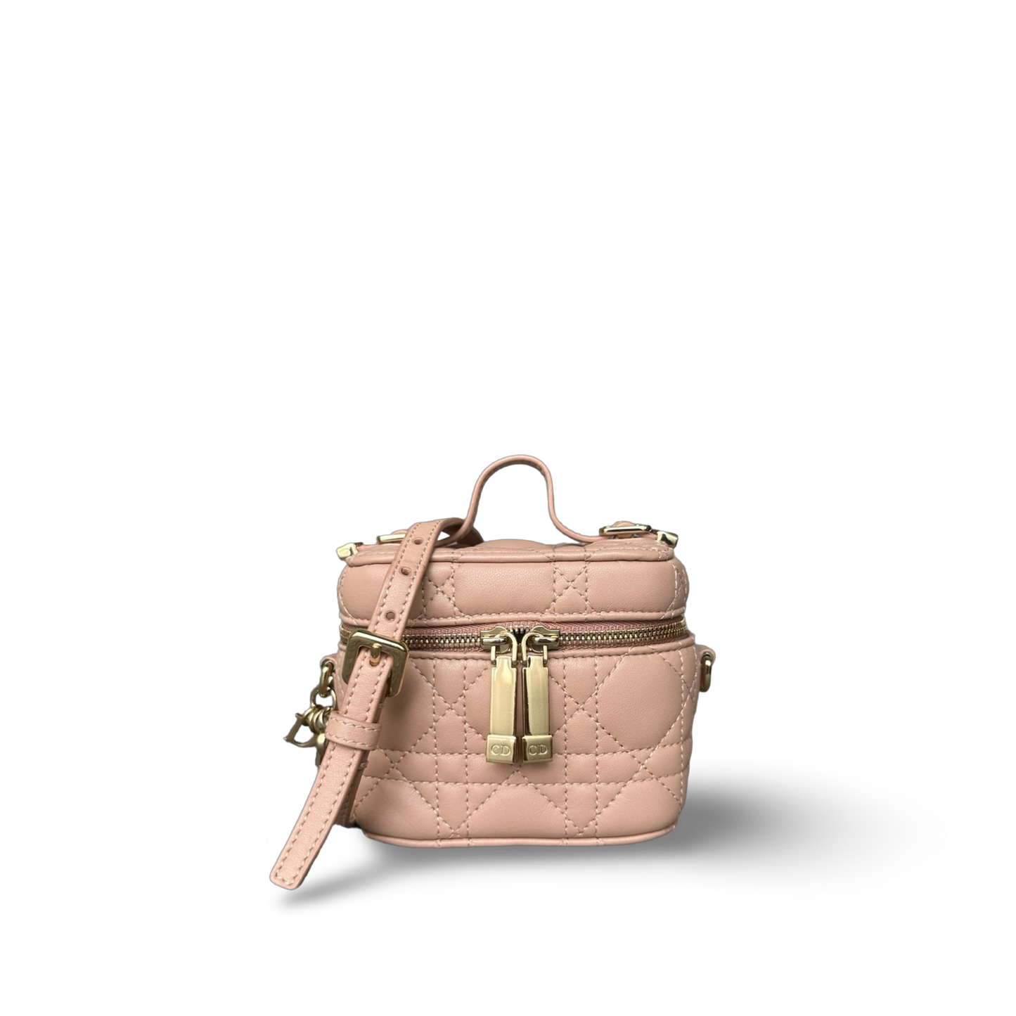 Dior Lambskin Cannage Micro Lady Dior Vanity Case - GHW / Blush