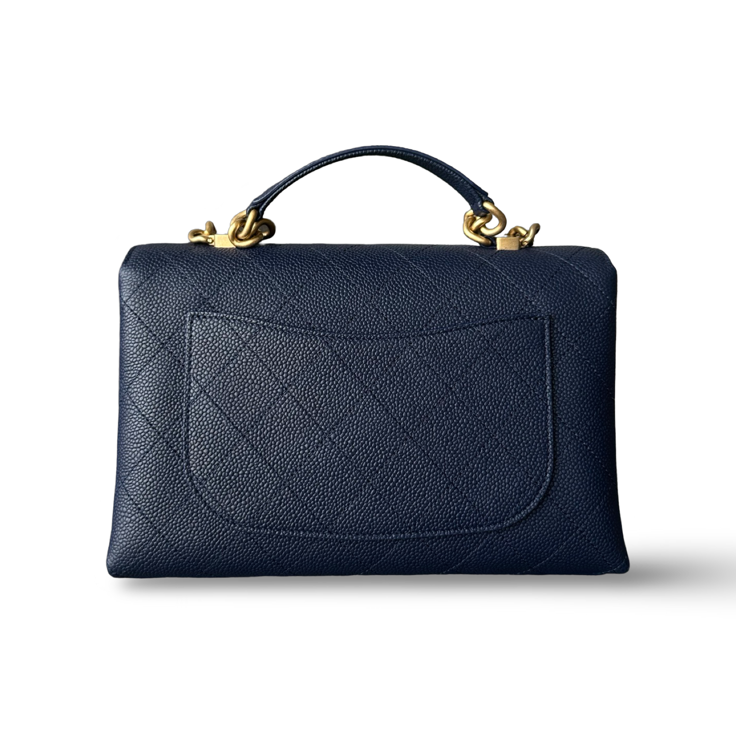 Chanel Stitched Caviar Medium Affinity Top Handle Bag - GHW / Navy